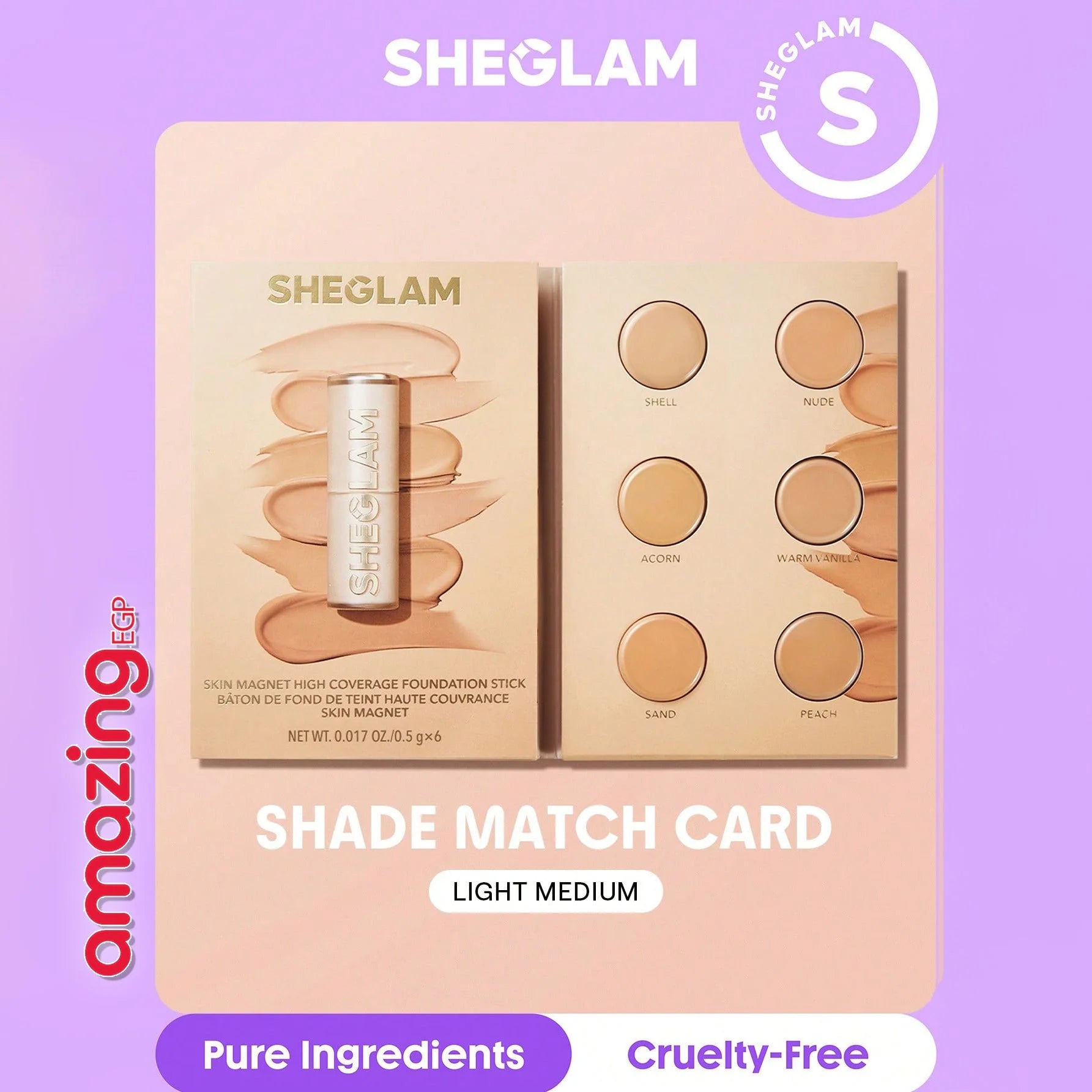 SHEGLAM كريم أساس سكين ماجنت عالي التغطية كونسيلر ناعم غير لامع مقاوم للماء يدوم طويلا لتغطية البقع الداكنة والهالات تحت العين - Light Medium | SHEGLAM shein ايشادو جليتر حاجب حواجب شى ان شى كلام شي ان شي جلام ظل عيون فرشاة كونتور كونسيلر لمعة الوجة مست