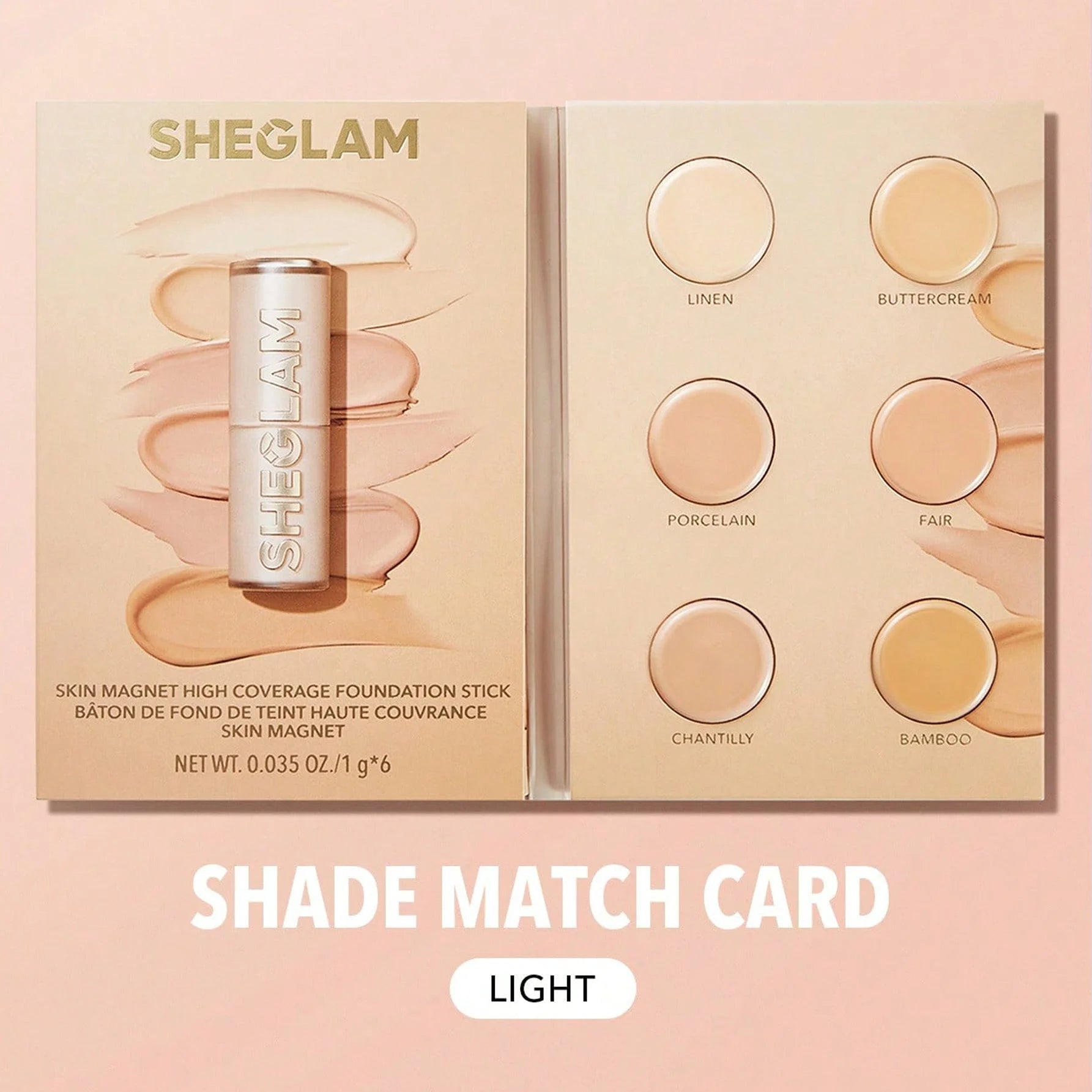 SHEGLAM كريم أساس سكين ماجنت عالي التغطية كونسيلر ناعم غير لامع مقاوم للماء يدوم طويلا لتغطية البقع الداكنة والهالات تحت العين - Light | SHEGLAM shein ايشادو جليتر حاجب حواجب شى ان شى كلام شي ان شي جلام ظل عيون فرشاة كونتور كونسيلر لمعة الوجة مستحضرات ا