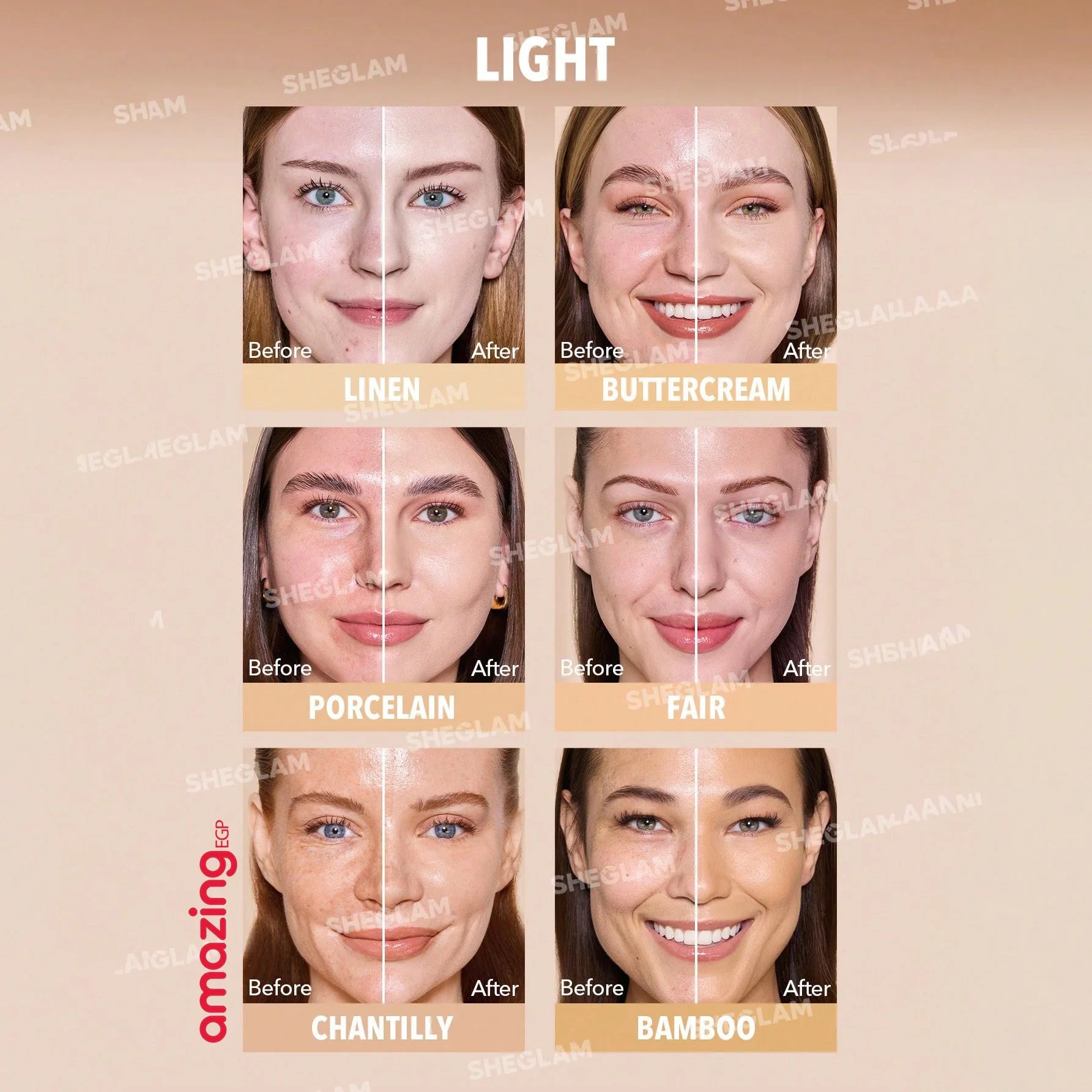 SHEGLAM كريم أساس سكين ماجنت عالي التغطية كونسيلر ناعم غير لامع مقاوم للماء يدوم طويلا لتغطية البقع الداكنة والهالات تحت العين - Light | SHEGLAM shein ايشادو جليتر حاجب حواجب شى ان شى كلام شي ان شي جلام ظل عيون فرشاة كونتور كونسيلر لمعة الوجة مستحضرات ا