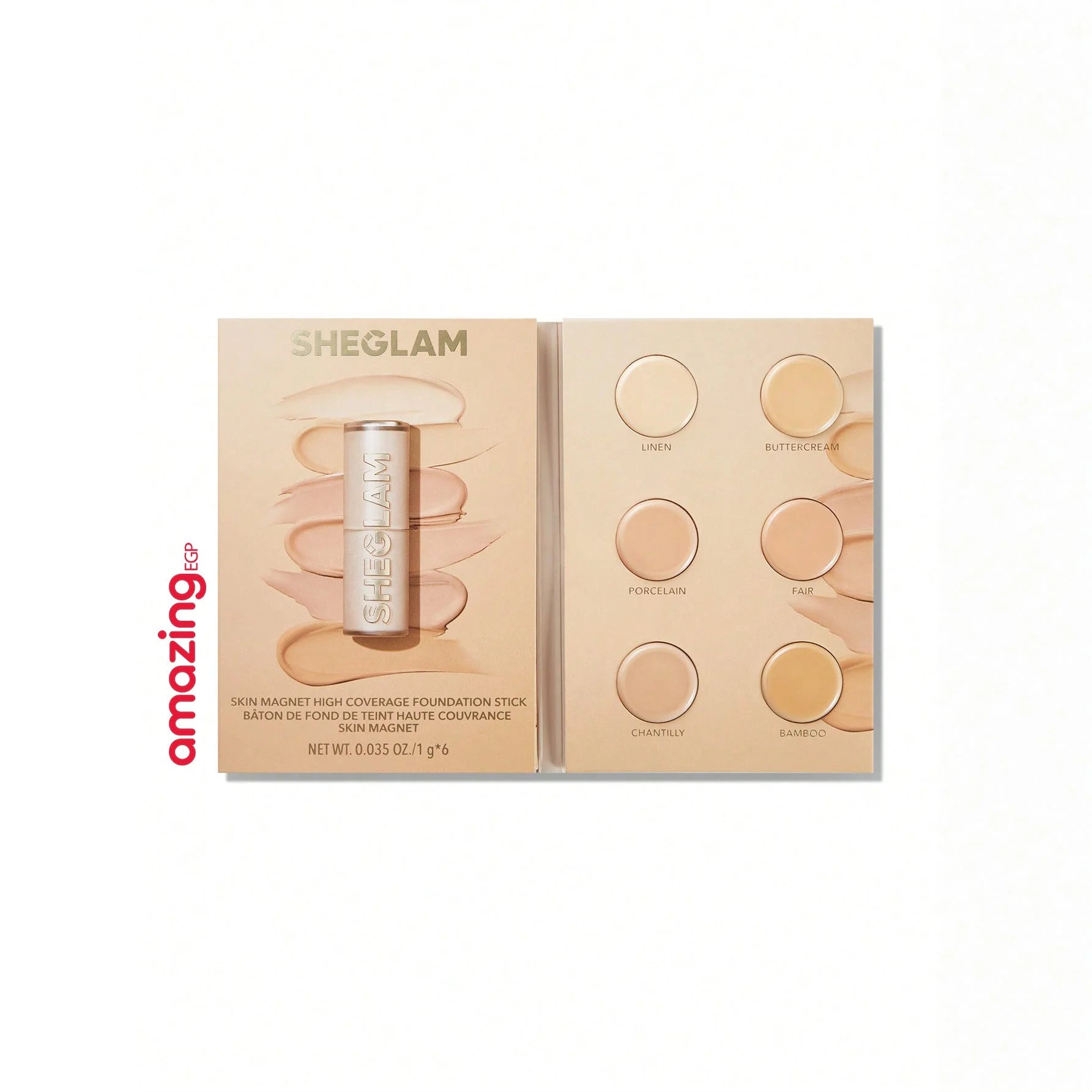 SHEGLAM كريم أساس سكين ماجنت عالي التغطية كونسيلر ناعم غير لامع مقاوم للماء يدوم طويلا لتغطية البقع الداكنة والهالات تحت العين - Light | SHEGLAM shein ايشادو جليتر حاجب حواجب شى ان شى كلام شي ان شي جلام ظل عيون فرشاة كونتور كونسيلر لمعة الوجة مستحضرات ا