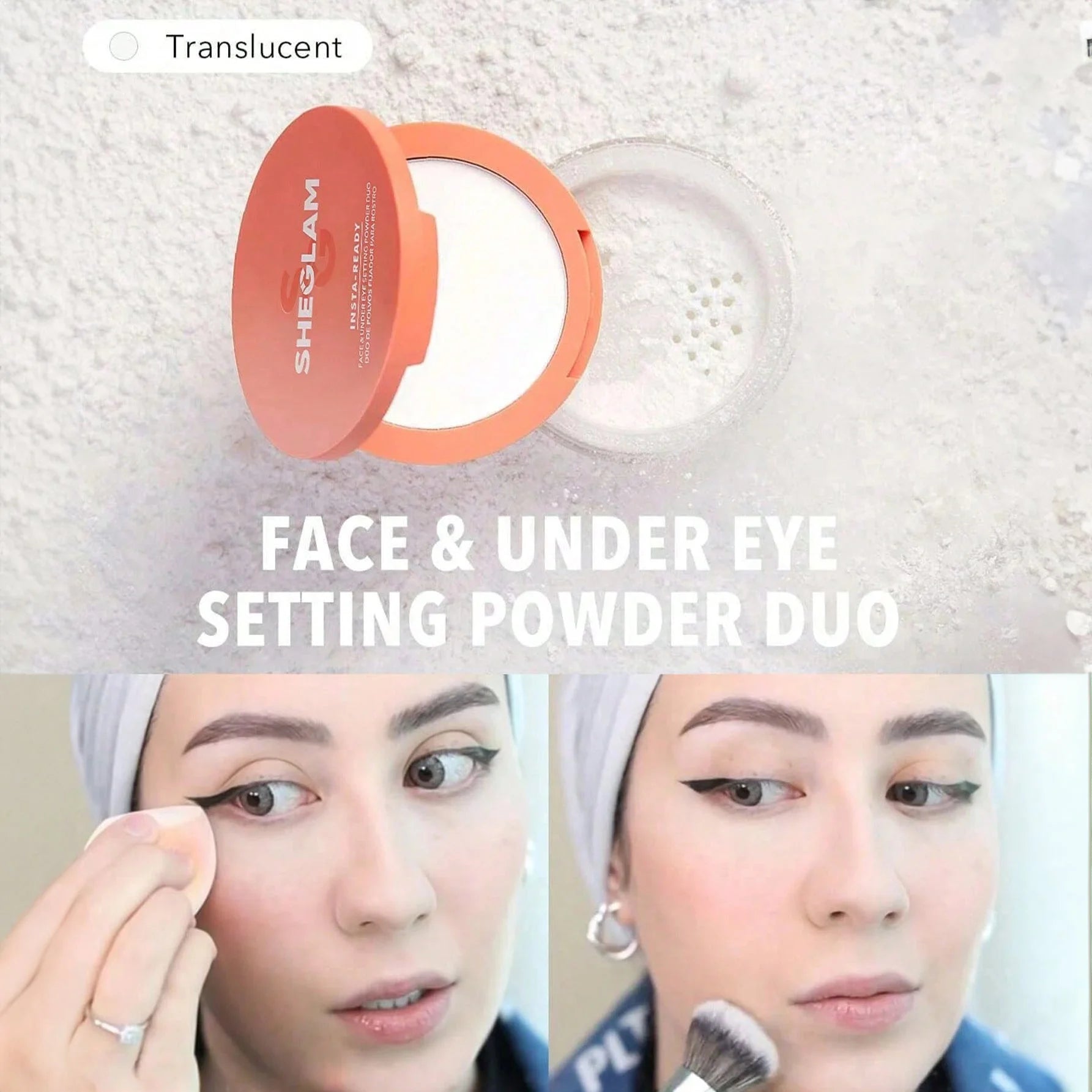 SHEGLAM بودرة تثبيت 2 في 1 للوجه وتحت العين شفافة ومضادة للماء تخفي المسام وتضفي مظهرا حريريا غنية بالببتيدات والكولاجين ومضادات الأكسدة - شفافة | SHEGLAM shein أحمر خدود سائل أحمر شفا احمر الخدود احمر خدود احمر شفاة الخدود ايشادو بودر بودر شيجلام حاجب حو