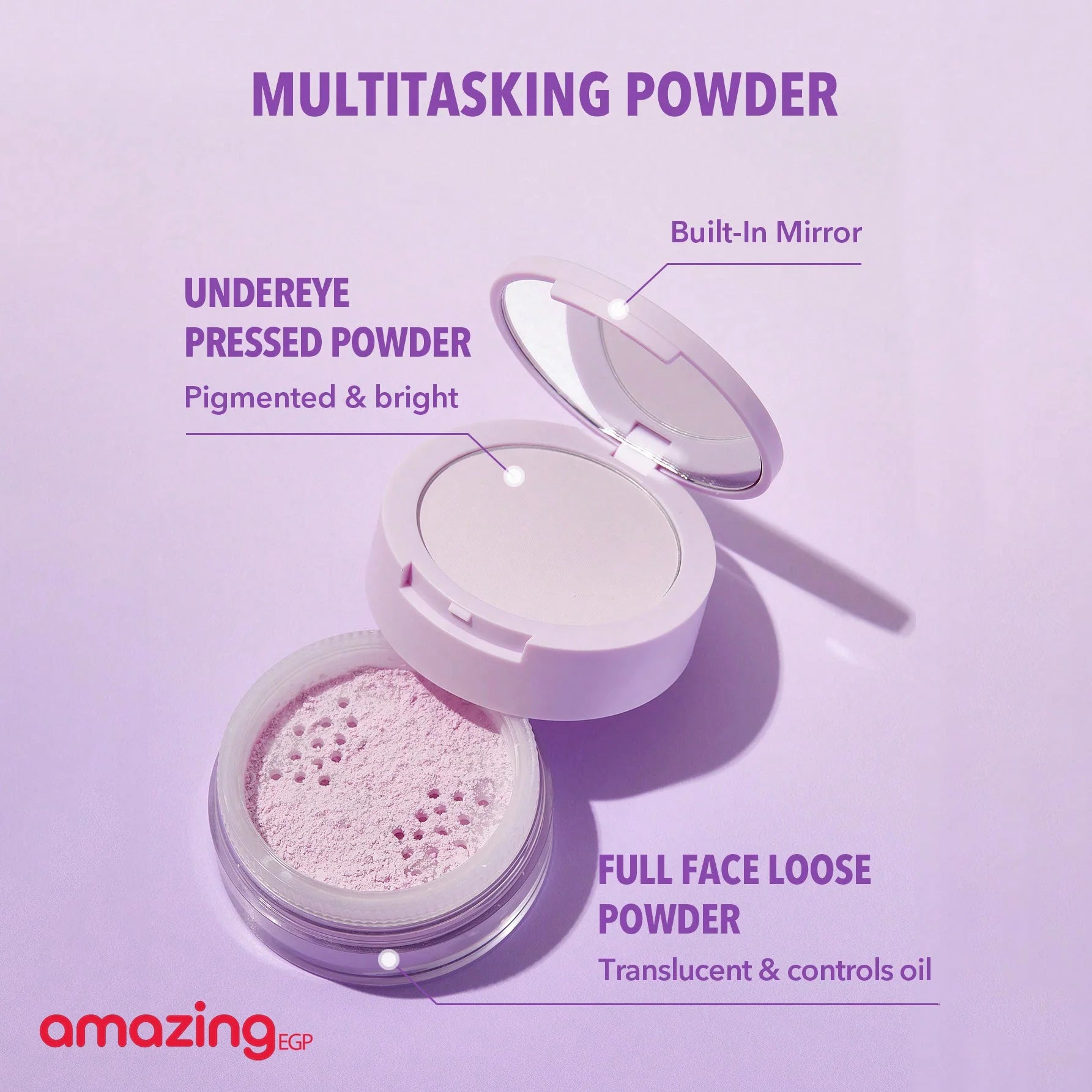 SHEGLAM بودرة تثبيت توهج مخبوزة  بودرة تثبيت سائبة تحتوي على ببتيدات مضادة للشيخوخة والكولاجين المتحلل ومضادات الأكسدة  سائبة بلمسة نهائية - القلقاس Insta-Ready Duo-Taro | SHEGLAM shein أحمر خدود سائل أحمر شفا احمر الخدود احمر خدود احمر شفاة الخدود ايشادو