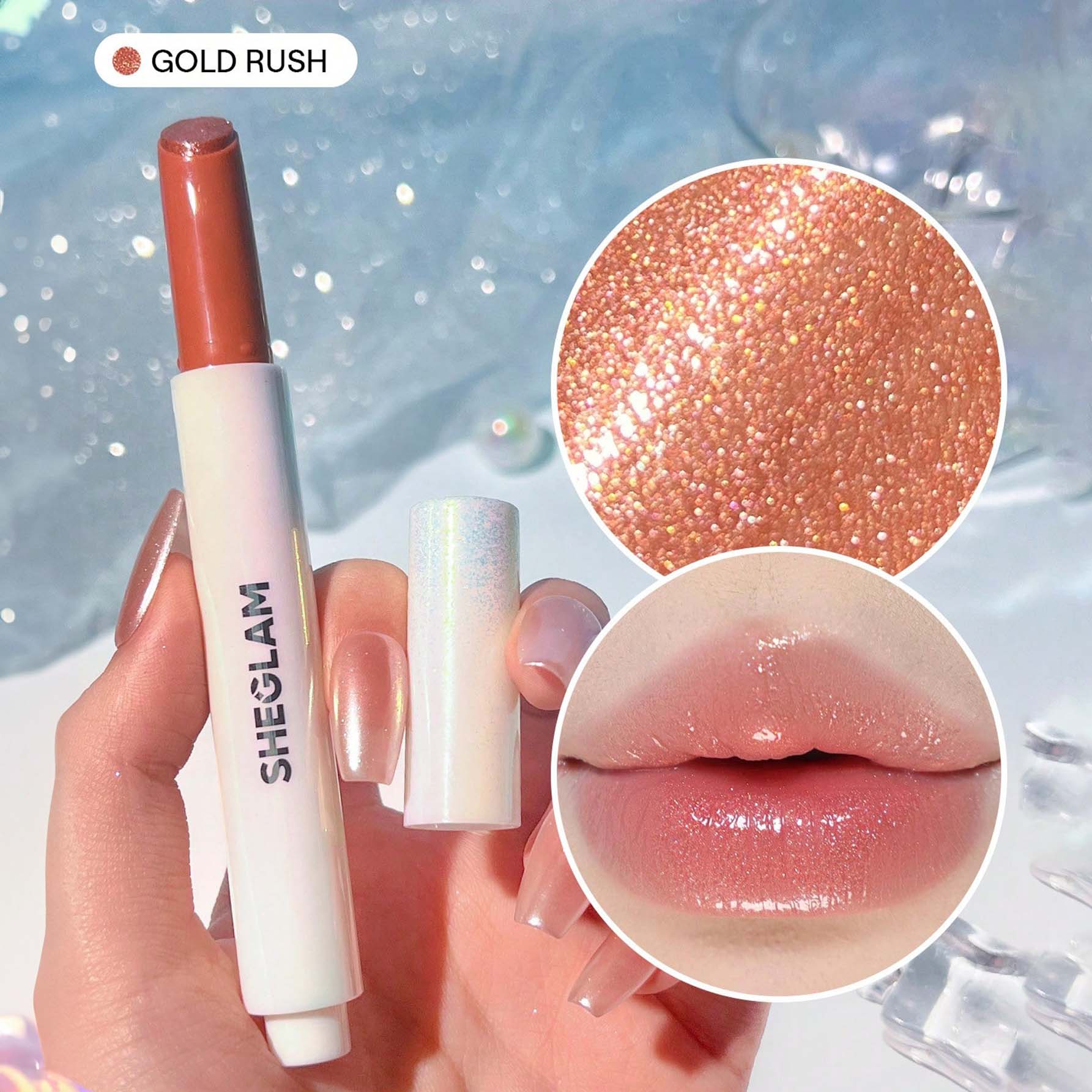 SHEGLAM ملمع شفاه لامع مثالي وممتلئ بلون بنفسجي لامع ومرطب وممتلئ ومصل شفاه مغذي وممتلئ غير لاصق وأحمر شفاه بزيت جوز الهند ومستحضرات تجميل الشفاه ومغذي يدوم طويلا ولامع للعناية بالشفاه ملون للعناية بالشفاه | Gold Rush