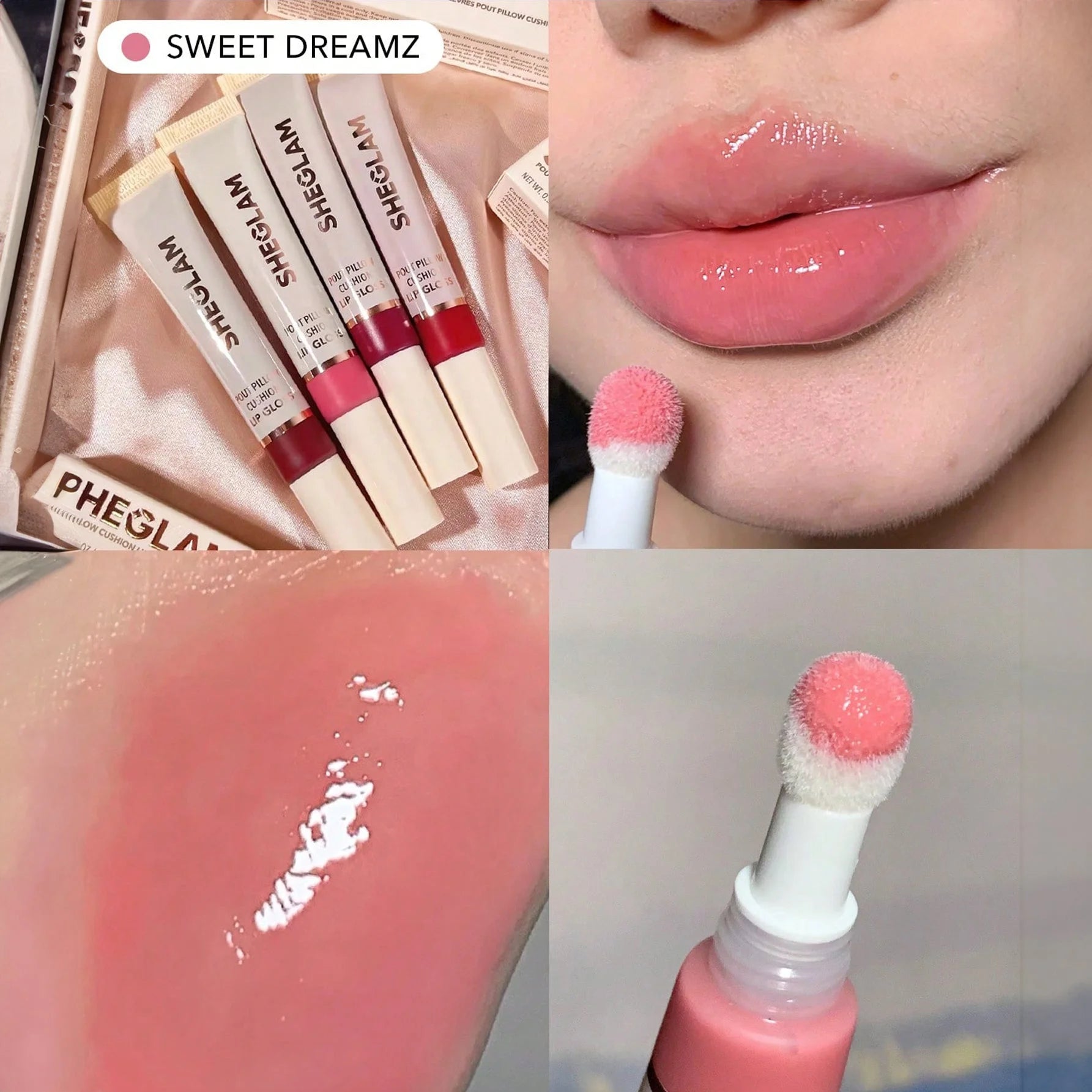SHEGLAM ملمع شفاه مرطب ومغذي يدوم طويلا ولامع للعناية بالشفاه ملون للعناية بالشفاه  Pout-Sweet Dreamz | SHEGLAM shein احمر الخدود احمر شفاة ايشادو حاجب حواجب شفاه شفايف شى ان شى كلام ظل عيون فرشاة مستحضرات التجميل مكياج ميكياج | amazingEGP