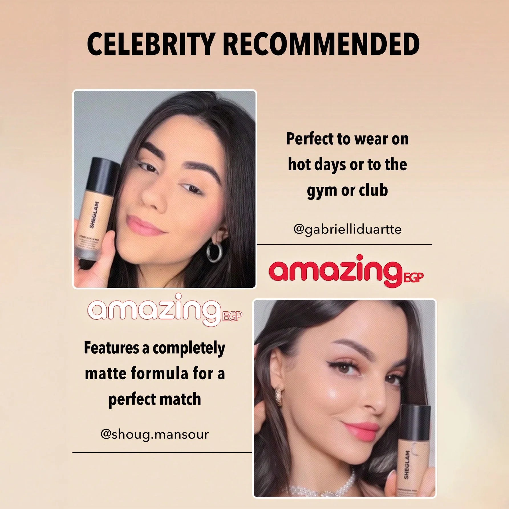 SHEGLAM أساس سائل مات طويل الأمد يتحكم بالزيوت ويخفي المسام مقاوم للماء والعرق خفيف ويدوم طويلا مع حماية من الشمس مناسب للبشرة الفاتحة - PEACH القرنفلي | SHEGLAM shein اساس ايشادو جليتر حاجب حواجب شى ان شى كلام شي ان شي جلام ظل عيون فرشاة كريم الاساس كونت