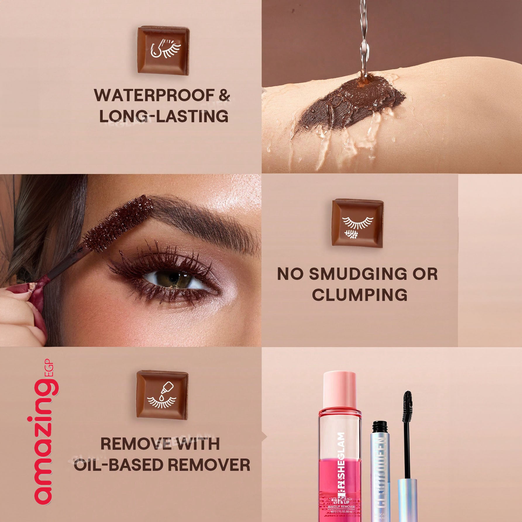 SHEGLAM ماسكارا All-In-One ماسكارا مقاومة للماء بلون برغندي، تضيف كثافة وطول للرموش، مقاومة للتلطخ والتقشير، مثالية للعيد، الشتاء، السفر والمكياج اليومي.- Waterproof Macchiato