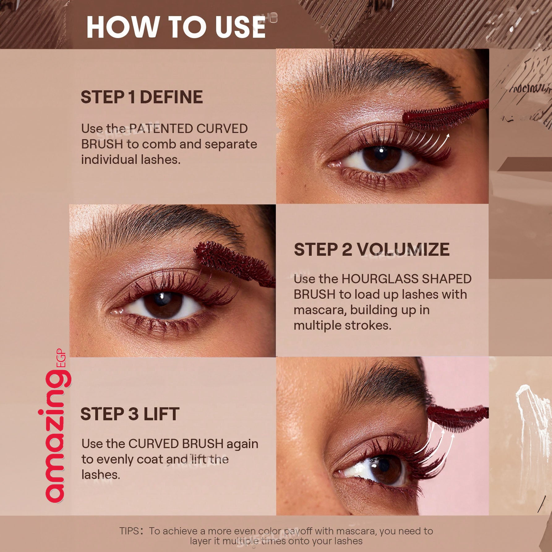 SHEGLAM ماسكارا All-In-One ماسكارا مقاومة للماء بلون برغندي، تضيف كثافة وطول للرموش، مقاومة للتلطخ والتقشير، مثالية للعيد، الشتاء، السفر والمكياج اليومي.- Waterproof Macchiato