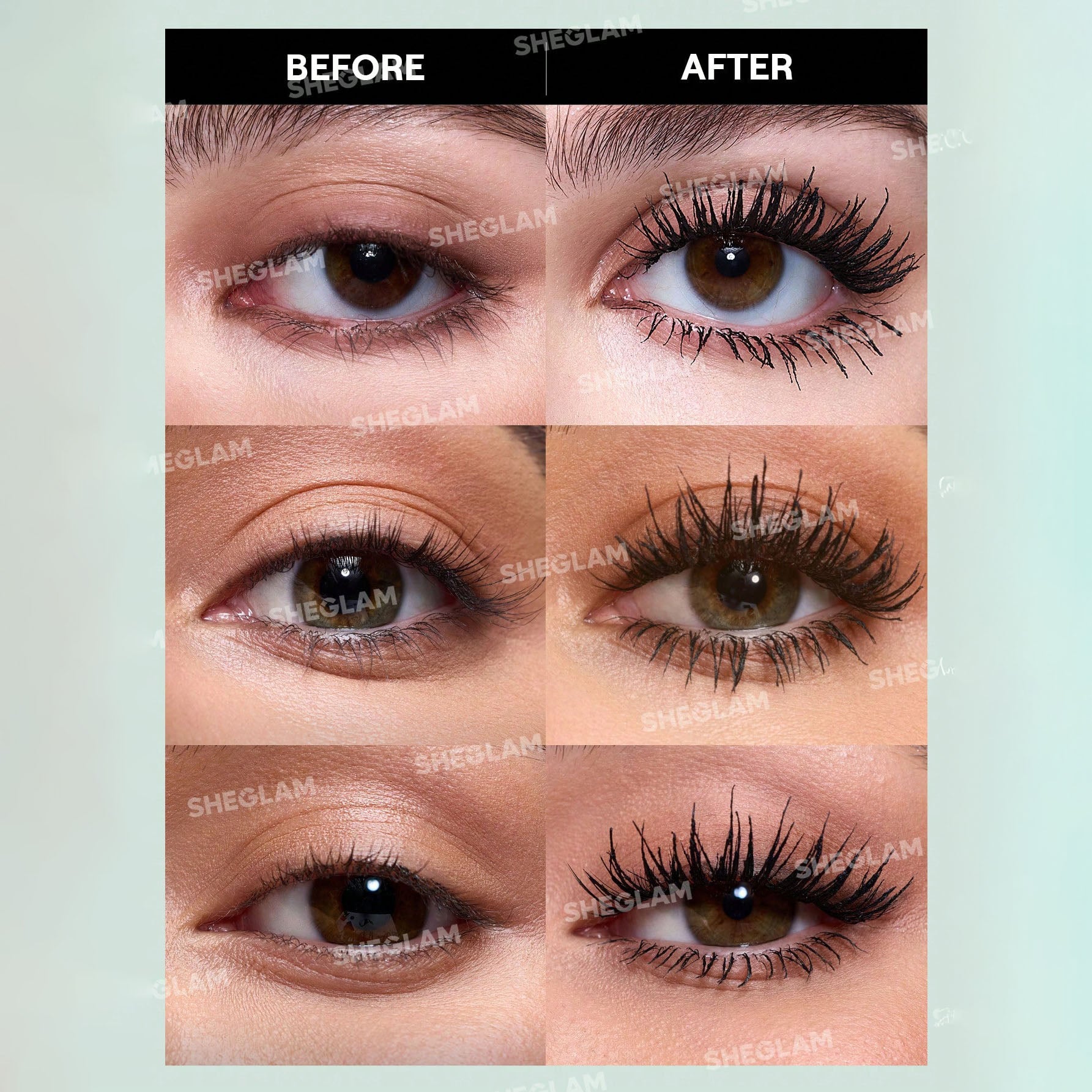 SHEGLAM ماسكارا All-In-One ماسكارا مقاومة للماء بلون برغندي، تضيف كثافة وطول للرموش، مقاومة للتلطخ والتقشير، مثالية للعيد، الشتاء، السفر والمكياج اليومي - الأسود