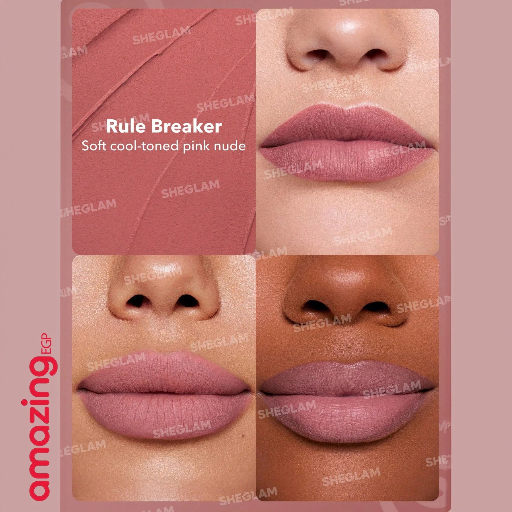 SHEGLAM  أحمر شفاه غير لامع يدوم طويلا  احمر شفاه شيجلام  غني بفيتامين E مقاوم للماء والتلطخ- Rule Breaker | SHEGLAM shein احمر الخدود احمر شفاة ايشادو حاجب حواجب شفاه شفايف شى ان شى كلام ظل عيون فرشاة مستحضرات التجميل مكياج ميكياج | amazingEGP