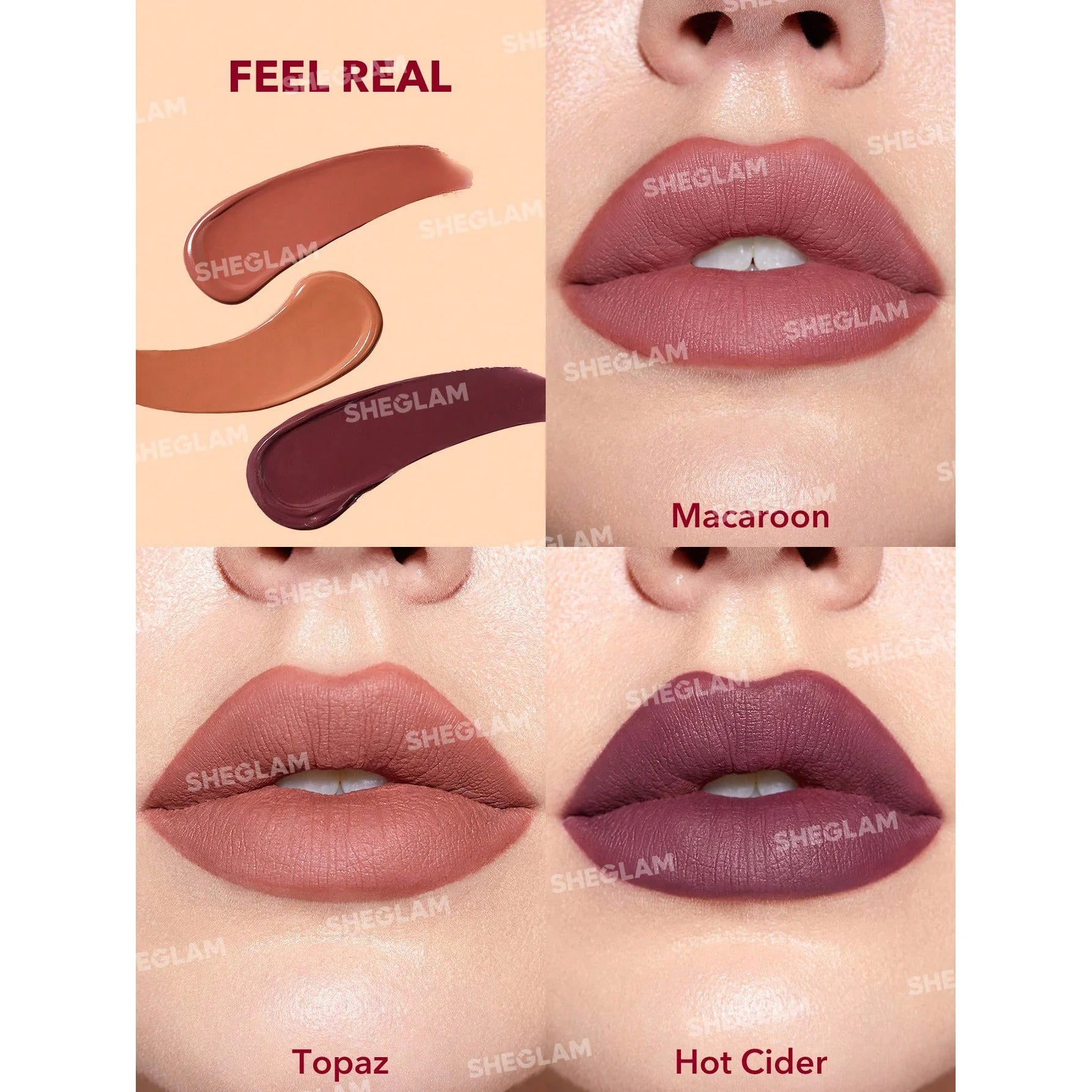 SHEGLAM  مجموعة أحمر الشفاه السائل غير اللامع ألور ميني - جولة خاصة 3 قطعمجموعة أحمر شفاه يدوم طويلا بزيت عباد الشمس المغذي يقلل من الخطوط الدقيقة للشفاه أحمر الشفاه السائل مجموعة السفر - Feel Real | SHEGLAM shein احمر الخدود احمر شفاة ايشادو حاجب حواجب ش