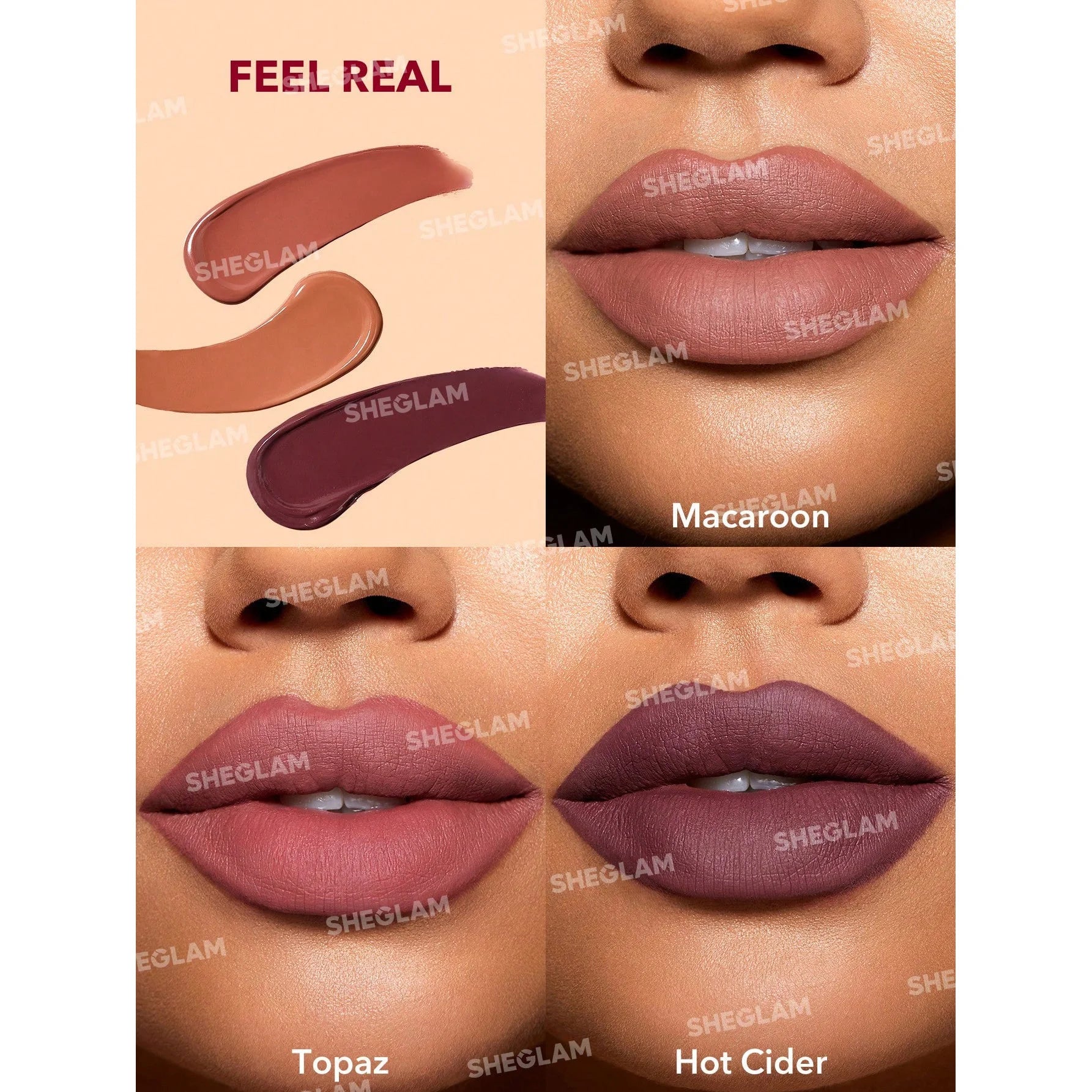 SHEGLAM  مجموعة أحمر الشفاه السائل غير اللامع ألور ميني - جولة خاصة 3 قطعمجموعة أحمر شفاه يدوم طويلا بزيت عباد الشمس المغذي يقلل من الخطوط الدقيقة للشفاه أحمر الشفاه السائل مجموعة السفر - Feel Real | SHEGLAM shein احمر الخدود احمر شفاة ايشادو حاجب حواجب ش