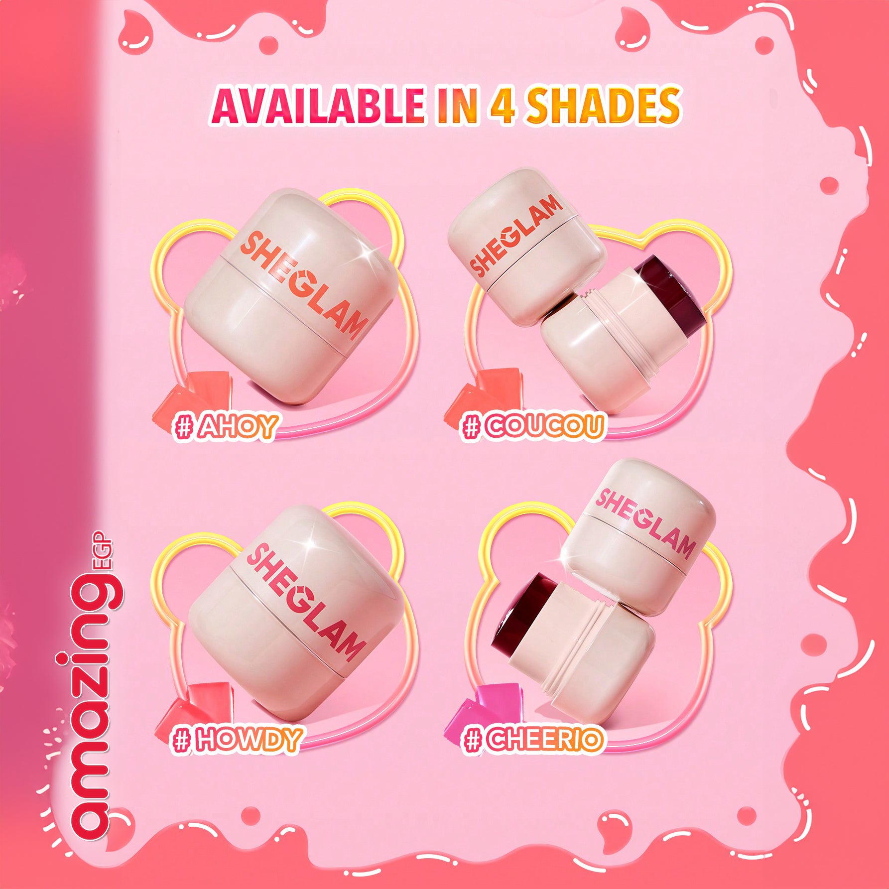 SHEGLAM بلشر أحمر خدود جيلي تينت ، ملون جيلي مائي بارد متعدد الاستخدامات، ملمع شفاه طبيعي مرطب للشفاه والخدود، ملمع شفاه شفاف لامع مقاوم للماء ويدوم طويلا وغير لاصق  - Ahoy