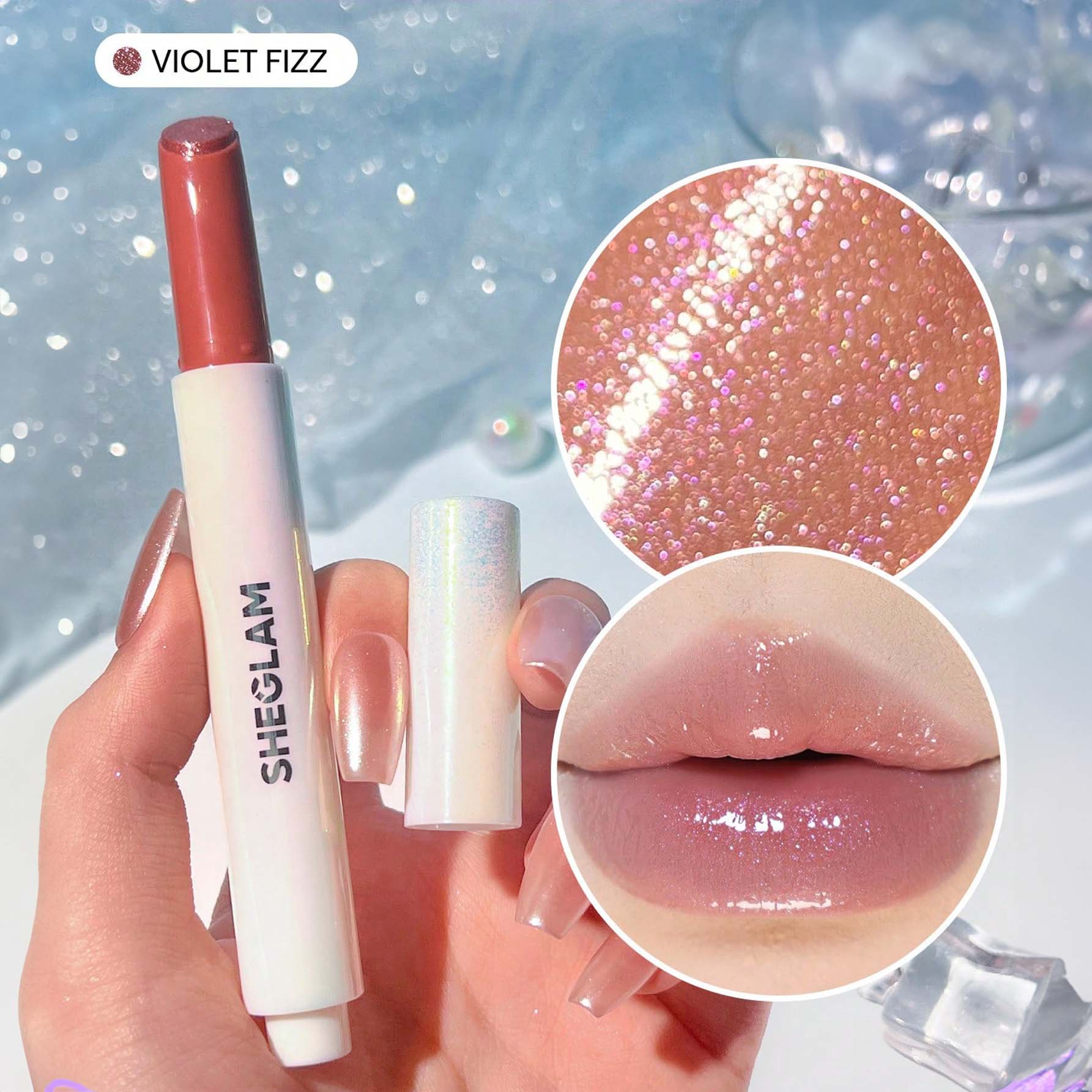 SHEGLAM ملمع شفاه لامع مثالي وممتلئ بلون بنفسجي لامع ومرطب وممتلئ ومصل شفاه مغذي وممتلئ غير لاصق وأحمر شفاه بزيت جوز الهند ومستحضرات تجميل الشفاه ومغذي يدوم طويلا ولامع للعناية بالشفاه ملون للعناية بالشفاه | Violet Fizz