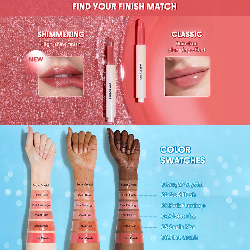 SHEGLAM ملمع شفاه لامع مثالي وممتلئ بلون بنفسجي لامع ومرطب وممتلئ ومصل شفاه مغذي وممتلئ غير لاصق وأحمر شفاه بزيت جوز الهند ومستحضرات تجميل الشفاه ومغذي يدوم طويلا ولامع للعناية بالشفاه ملون للعناية بالشفاه | Gold Rush