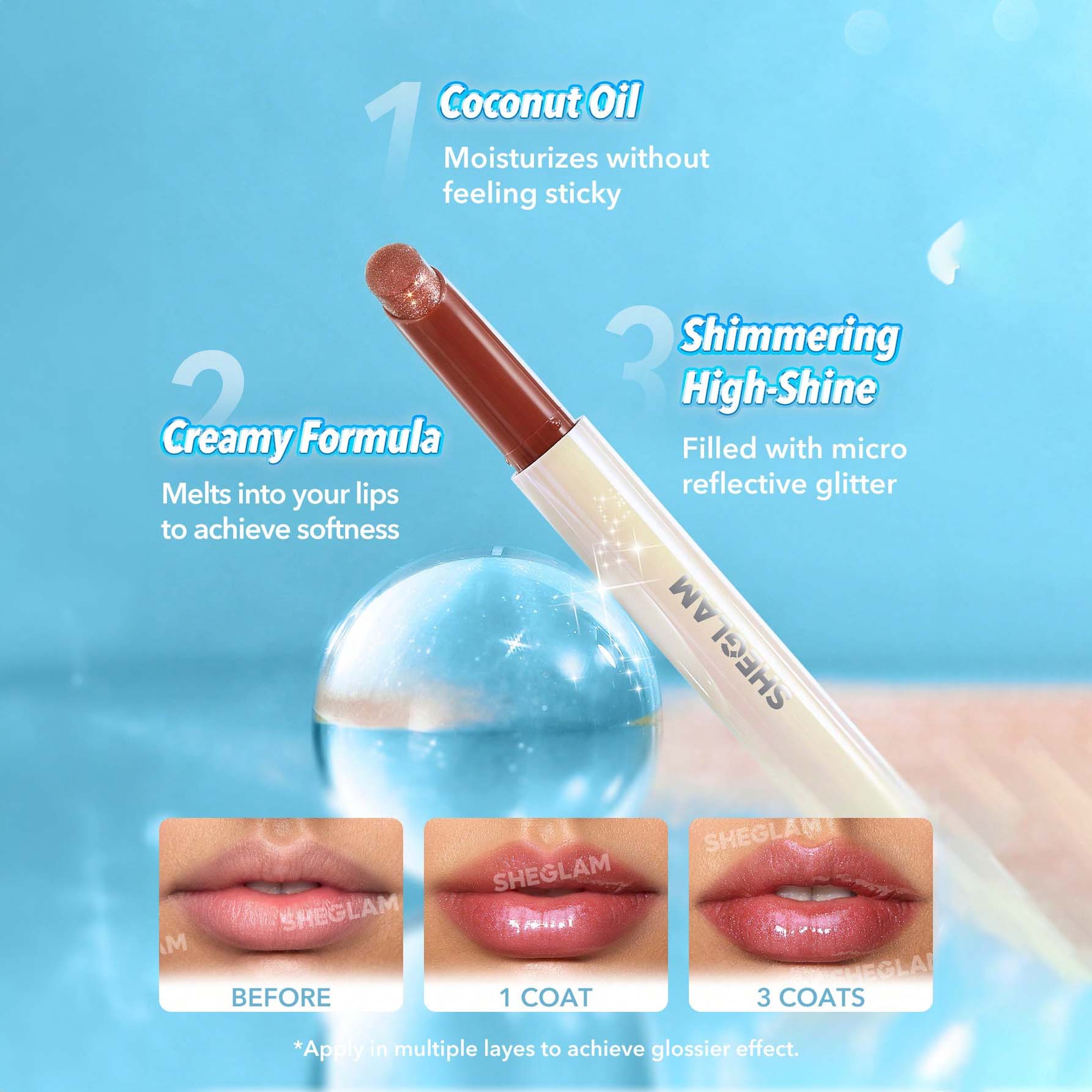 SHEGLAM ملمع شفاه لامع مثالي وممتلئ بلون بنفسجي لامع ومرطب وممتلئ ومصل شفاه مغذي وممتلئ غير لاصق وأحمر شفاه بزيت جوز الهند ومستحضرات تجميل الشفاه ومغذي يدوم طويلا ولامع للعناية بالشفاه ملون للعناية بالشفاه | Violet Fizz