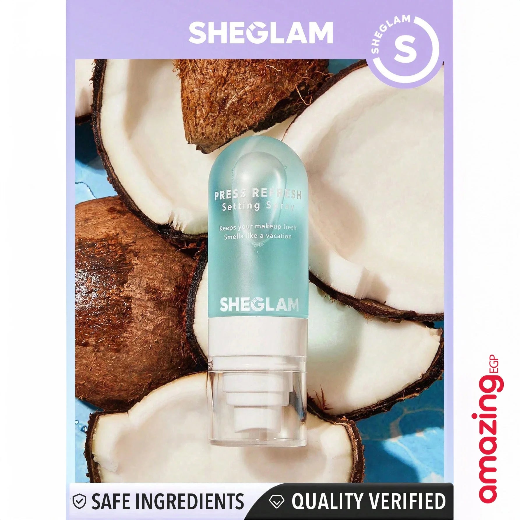 SHEGLAM رذاذ تثبيت مكياج مرطب بخفة يدوم طويلا يتحكم بالزيوت ويمنح مظهرا مشرقا ومنعشا نهائي غير لامع ومناسب لجميع أنواع البشرة | اسفنجة اسفنجة مكياج المكياج بعد المكياج ترطيب البشرة سبونش مثبت المكياج مستحضرات التجميل منعش | amazingEGP