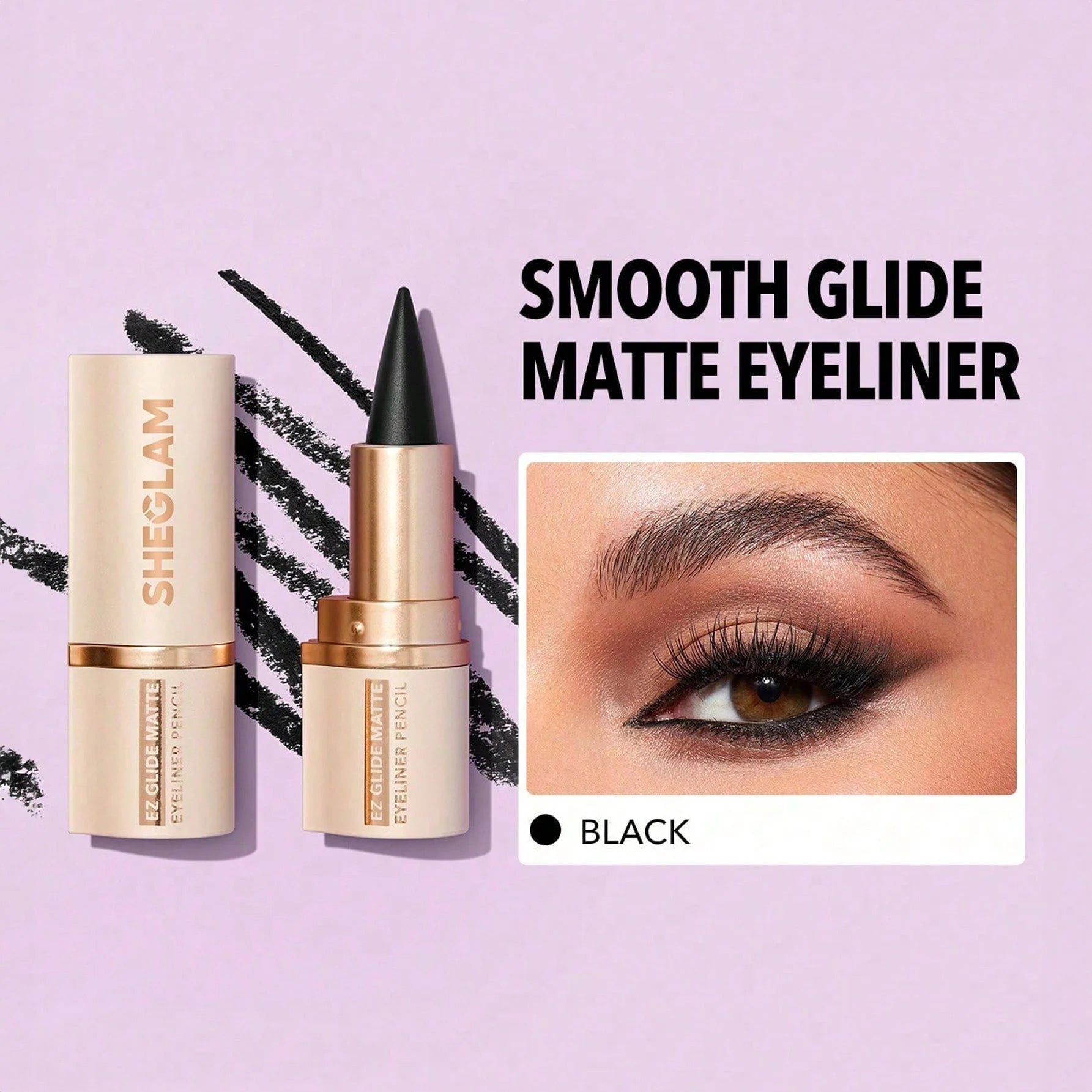 SHEGLAM قلم تحديد العيون غير اللامع من إي زي جلايد قلم كحل قلم تحديد عيون مقاوم للماء ويدوم طويلا مقاوم للتلطخ لمسة نهائية مات | Eyeliner SHEGLAM shein الرموش ايرلنير ايشادو رموش شى ان شى كلام ظل عيون فرشاة قلم كحل كحل ماسكارا مستحضرات التجميل مسكارا م