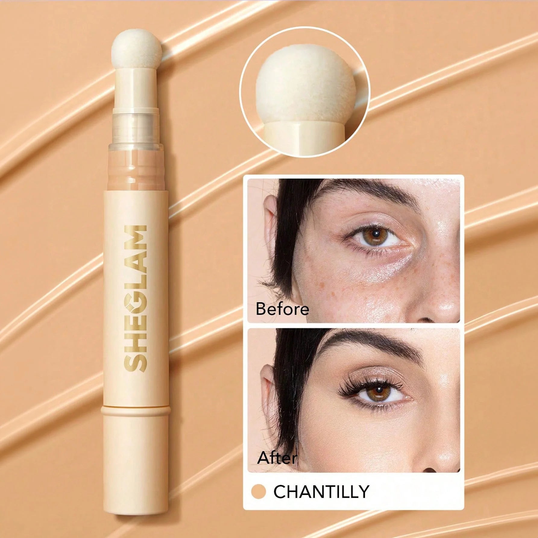 SHEGLAM  كونسيلر يعزز البشرة من شانتيلي  كونتور سائل كونتور للوجه كونتور كريمي طبيعي مات يدوم طويلا قلم كونسيلر حريري خفيف الوزن قابل للمزج لمكياج الكونتور - Chantilly | SHEGLAM shein ايشادو جليتر حاجب حواجب شى ان شى كلام شي ان شي جلام ظل عيون فرشاة كونتو