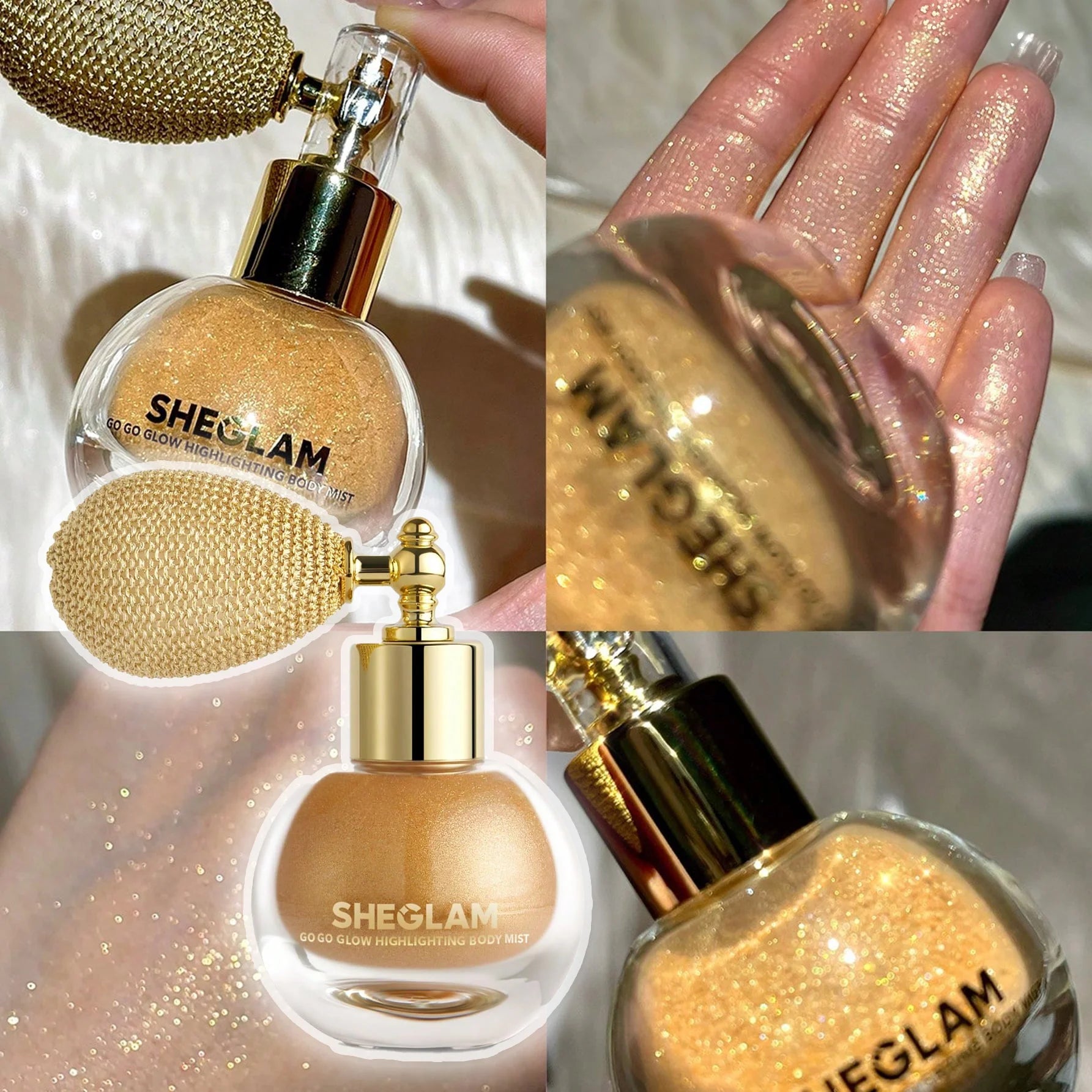 SHEGLAM لمسة نهائية شديدة اللمعان جليتر متعدد الاستخدام وميض توهج هايلايتر مكياج الوجه مسحوق بخاخ لامع لامع للوجه وهايلايتر عالي اللمعان للنساء والشعر والاظافر - ذهبي | SHEGLAM shein ايشادو جليتر حاجب حواجب شى ان شى كلام شي ان شي جلام ظل عيون فرشاة لمعة ا