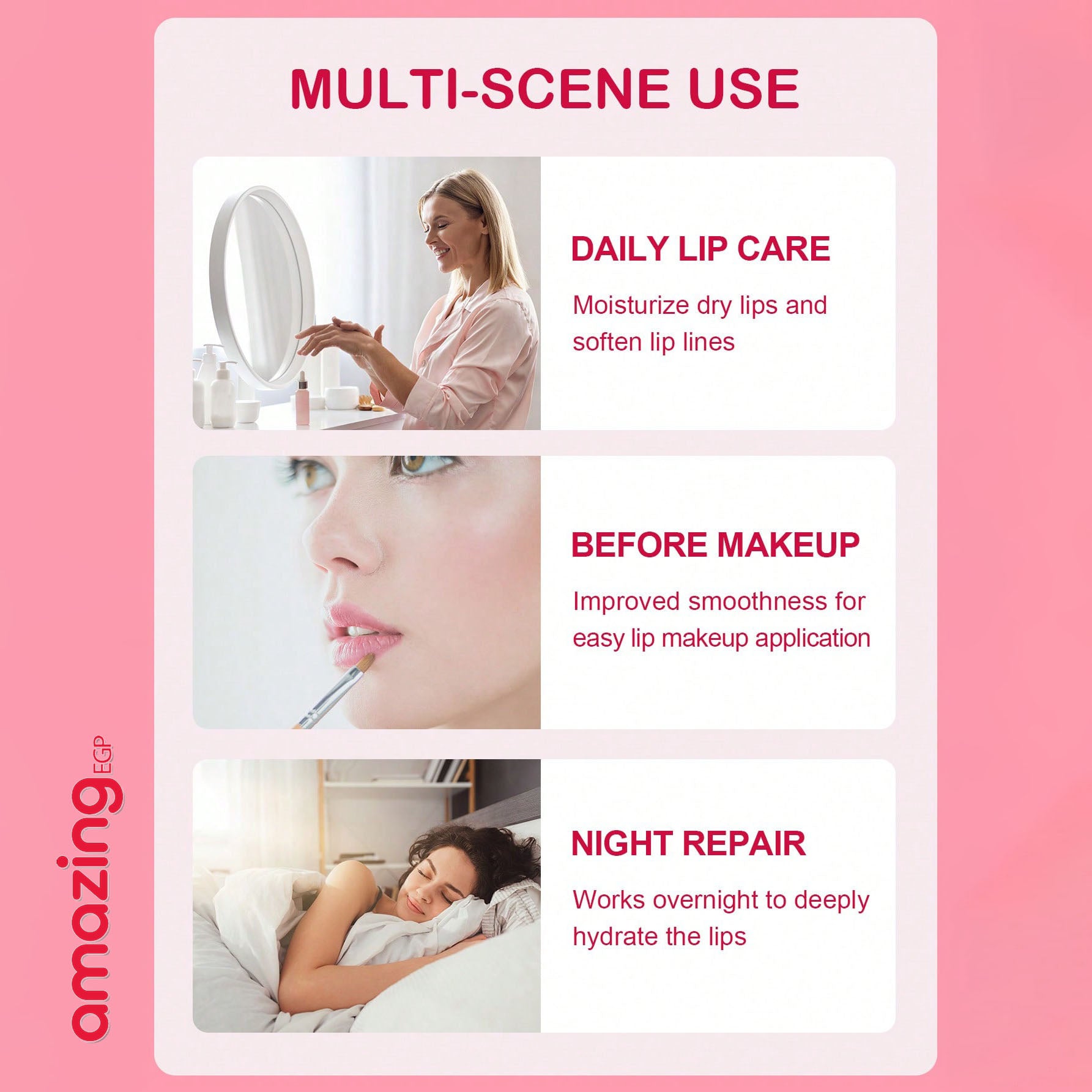 قناع شفاه مرطب بالفراولة - 5 قطع من SlowSunday لترطيب وتغذية الشفاه الجافة