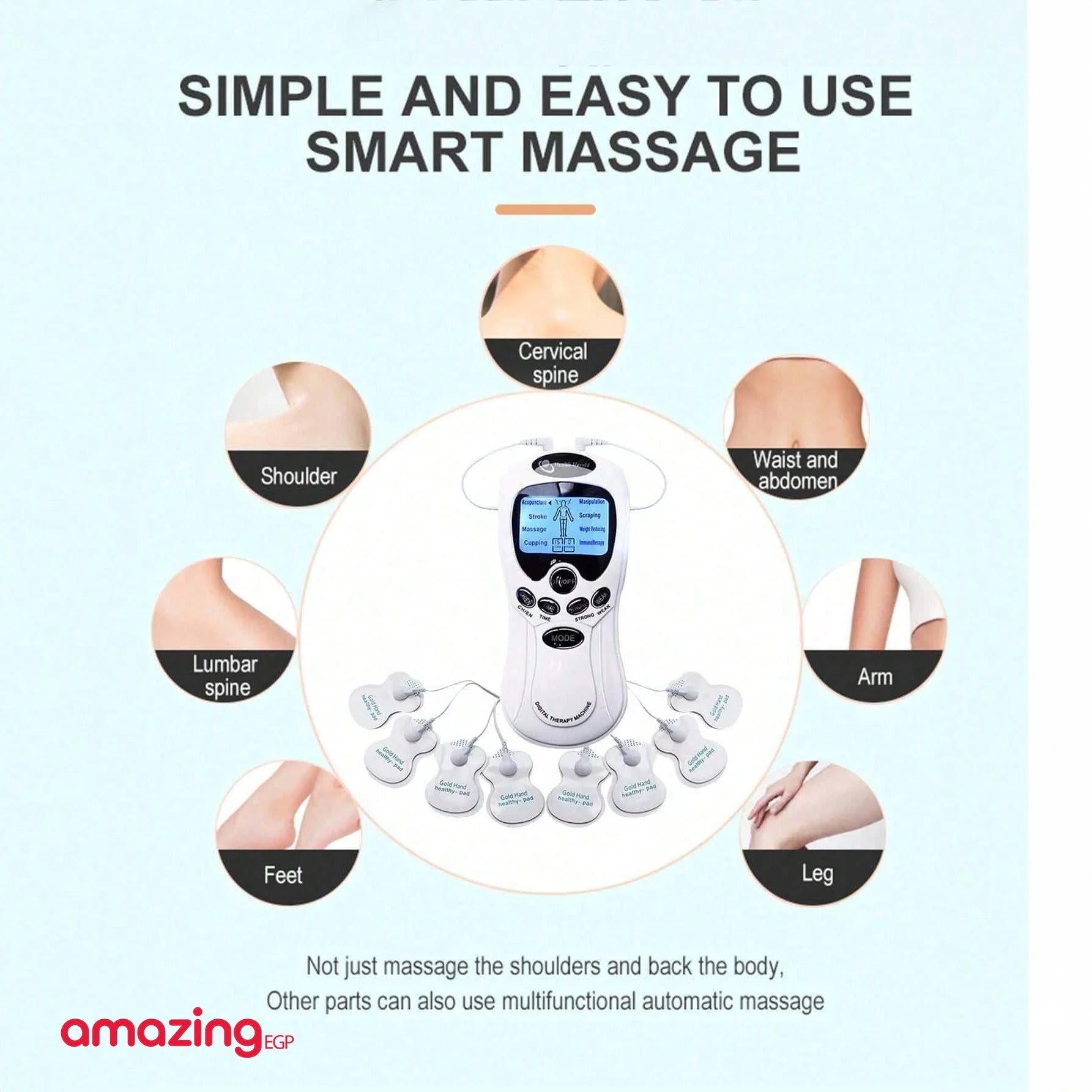 محفز عضلي كهربائي بتقنية Tens للعلاج الطبيعي وتخفيف الألم والإجهاد للرجال والنساء - جهاز تدليك نبض EMS | مدلك النبض الإلكتروني مع 8 وسادات | 15 برنامج | الاسترخاء الاهتزاز العلاج الطبيعي العناية بالقدم المساج تدليك جهاز تدليك حهاز اهتزاز دلك فك العضلات ك