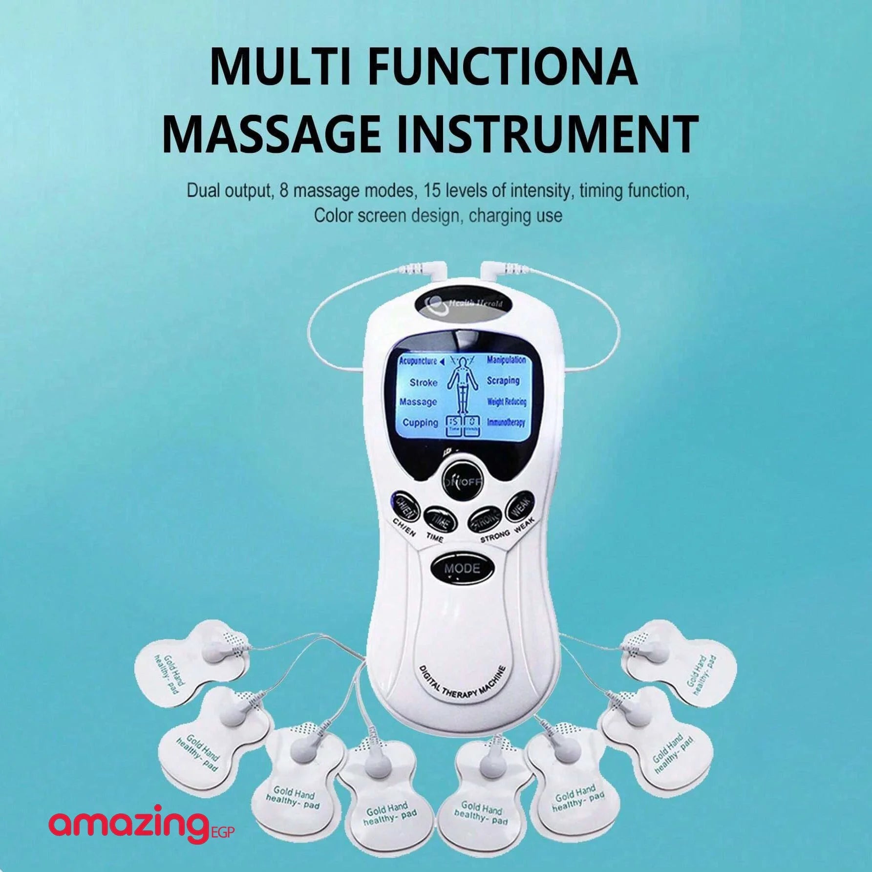 محفز عضلي كهربائي بتقنية Tens للعلاج الطبيعي وتخفيف الألم والإجهاد للرجال والنساء - جهاز تدليك نبض EMS | مدلك النبض الإلكتروني مع 8 وسادات | 15 برنامج | الاسترخاء الاهتزاز العلاج الطبيعي العناية بالقدم المساج تدليك جهاز تدليك حهاز اهتزاز دلك فك العضلات ك