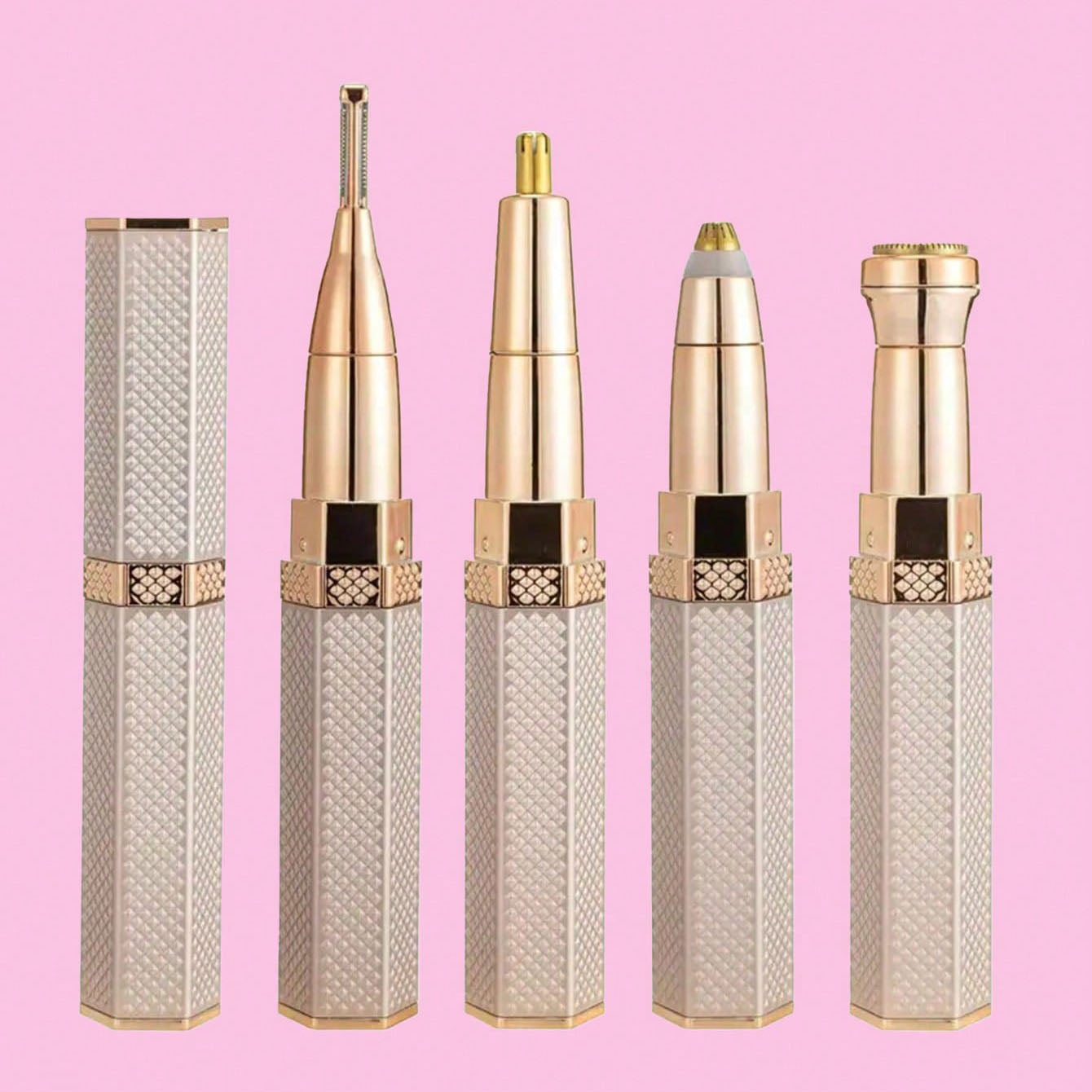 ماكينة حلاقة 4 في 1 لازالة شعر الوجه للنساء، ماكينة حلاقة للحواجب بدون الم قابلة لاعادة الشحن للوجه والخوخ والحواجب والشفاه والجسم والذقن والذراعين مع ضوء LED مدمج قابل لاعادة الشحن بمنفذ USB