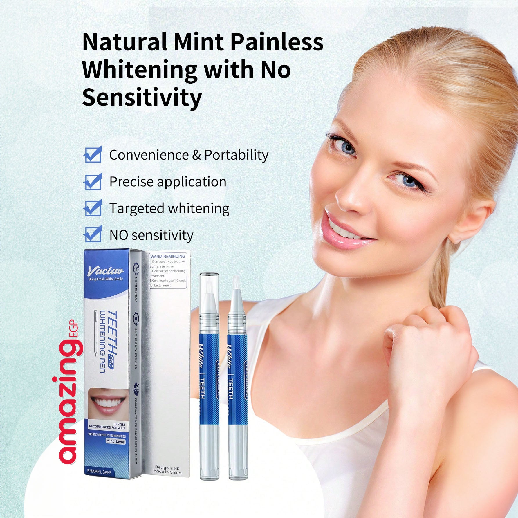 Vaclav قلم تبييض الأسنان فكلاف، جل تبييض الأسنان، جل تبييض الأسنان، يزيل البقع ويحافظ على الصحة الفموية | 1 قطعة