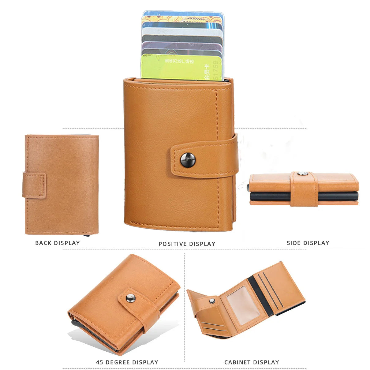 حامل بطاقات مع تقنية RFID - محفظة رجالية عالية الجودة من الجلد الأصلي محفظة ذكية نحيفة ورفيعة محفظة صغيرة هدية لحماية معلومات CC الخاصة بك بتقنية RFID | بني فاتح| | الرجال جلد طبيعي حافظ كروت كراتة كراته محافظ محافظ نسائي محفظة محفظة رجالي محفظة كربون |