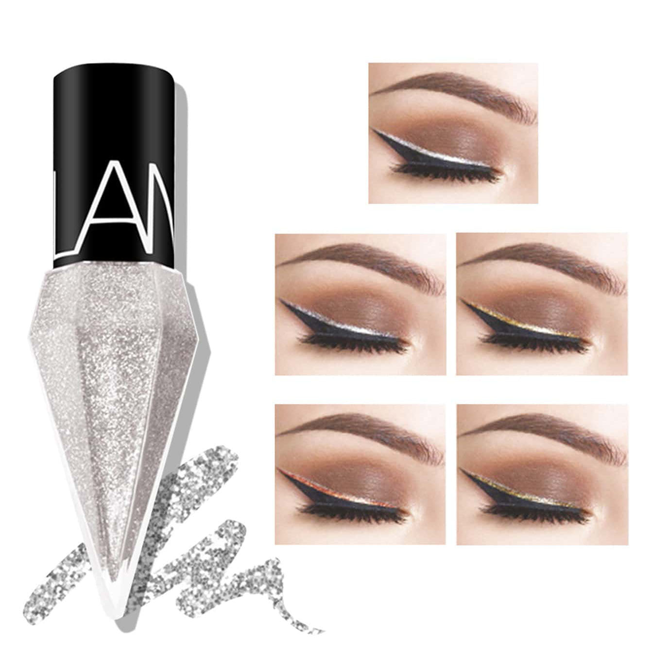 ظلال عيون مع لمسات نهائية معدنية ولامعة،كحل سائل لامع بترتر فضي – لمسة Y2K براقة لإطلالة جذابة | الفضة LK102-02