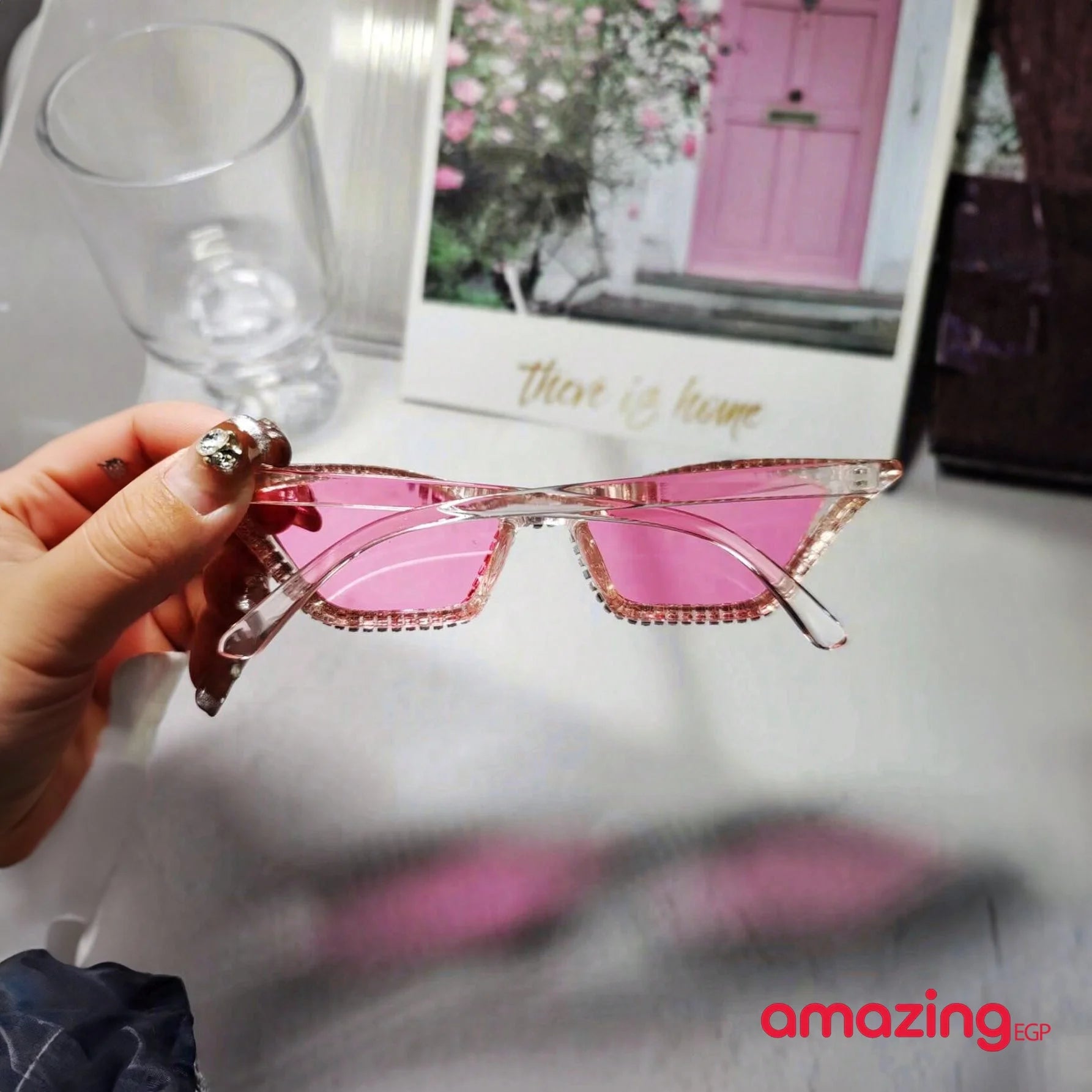 نظارات نساءللسيدات من حجر الراين والكريستال بإطار وردي Y2k فاخر لتزيين حفلات المهرجانات نظارات جميلة وأنيقة على شكل عين القطة مناسبة لفستان الشاطئ والحفلات ذات الطابع الخاص - بينك | النظارات حفالات حفالات موسيقية حفلات حفلات_عيد_الميلاد رووك عين القط نظار