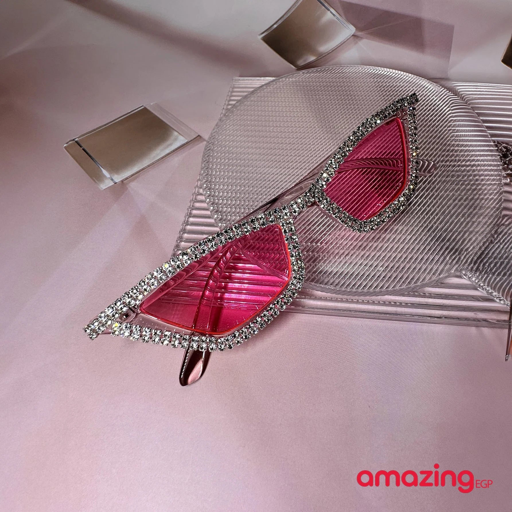 نظارات نساءللسيدات من حجر الراين والكريستال بإطار وردي Y2k فاخر لتزيين حفلات المهرجانات نظارات جميلة وأنيقة على شكل عين القطة مناسبة لفستان الشاطئ والحفلات ذات الطابع الخاص - بينك | النظارات حفالات حفالات موسيقية حفلات حفلات_عيد_الميلاد رووك عين القط نظار