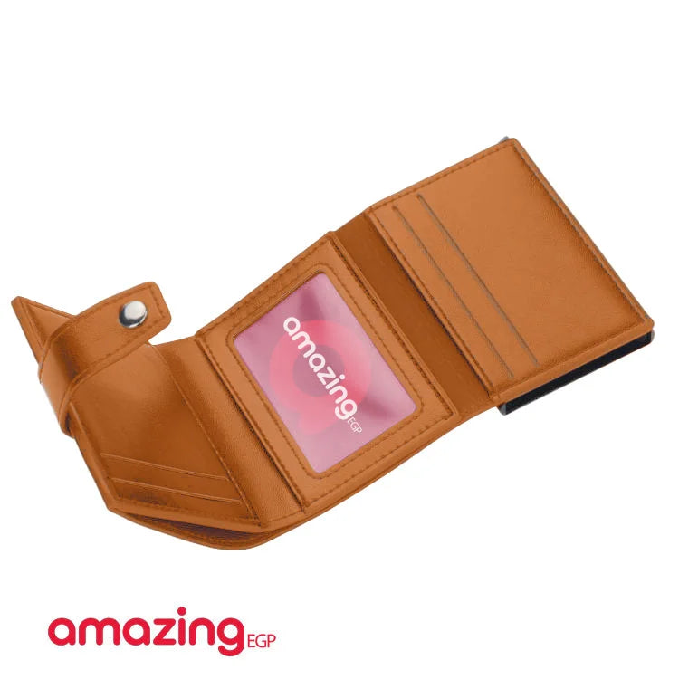 حامل بطاقات مع تقنية RFID - محفظة رجالية عالية الجودة من الجلد الأصلي محفظة ذكية نحيفة ورفيعة محفظة صغيرة هدية لحماية معلومات CC الخاصة بك بتقنية RFID | بني فاتح| | الرجال جلد طبيعي حافظ كروت كراتة كراته محافظ محافظ نسائي محفظة محفظة رجالي محفظة كربون |