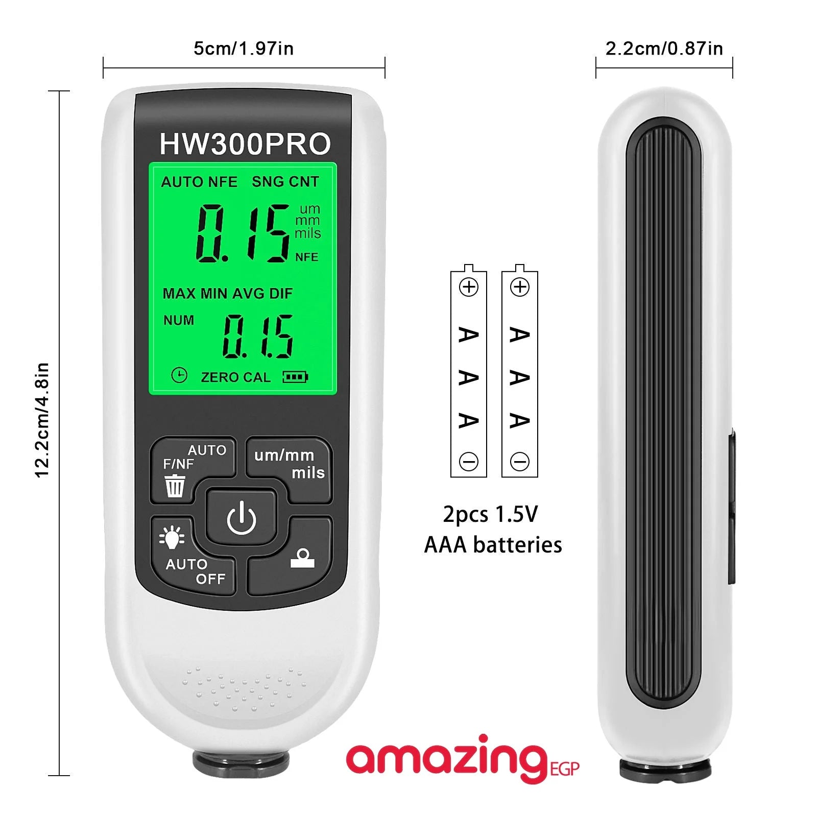 مقياس سمك الطلاء الرقمي لاختبار سمك الطلاء للسيارات والسيارات المستعملة مقياس طلاء مع FeNFe التلقائي وحدة ميكرومترميل نطاق 02000 ميكرومتر - HW-300PRO | السيارات السيارة المستعملة بوهية السيارة تنظيف_السيارة حادث سيارة شراء سيارة طلاء السيارة قياس قياس طلا