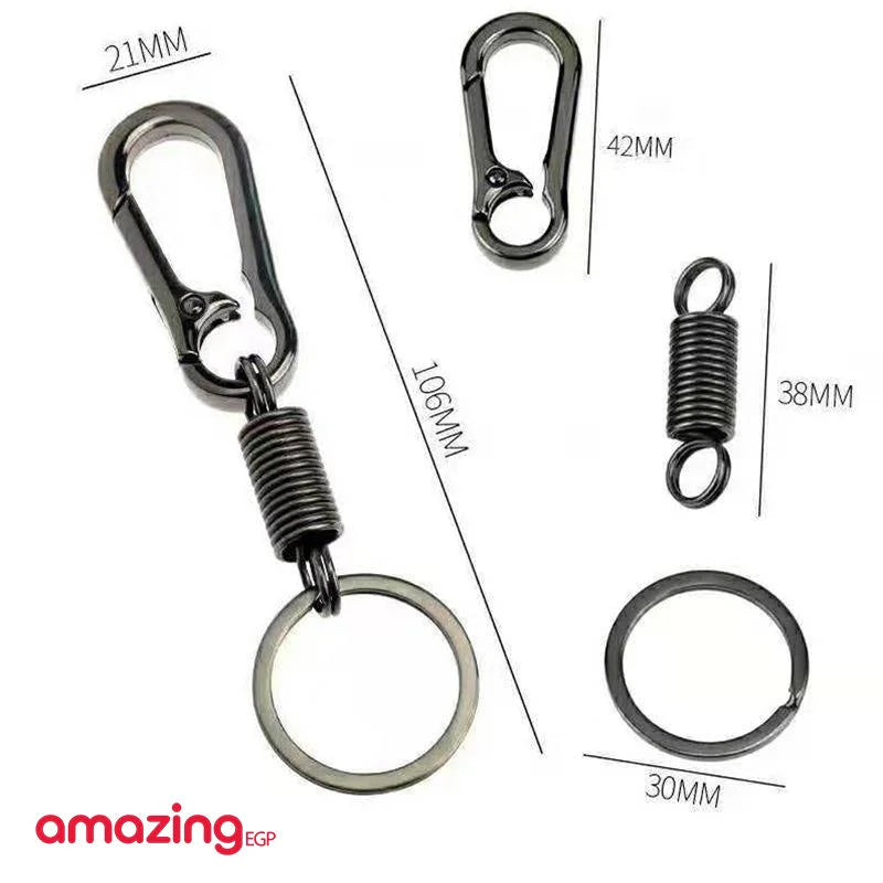 مادلية مفاتيح شكل سلسلة المفاتيح  مع خطاف ملحق مفتاح سلسلة حامل المفتاح بسيط قوي هدية - خطاف اسود | خصومات | amazingEGP