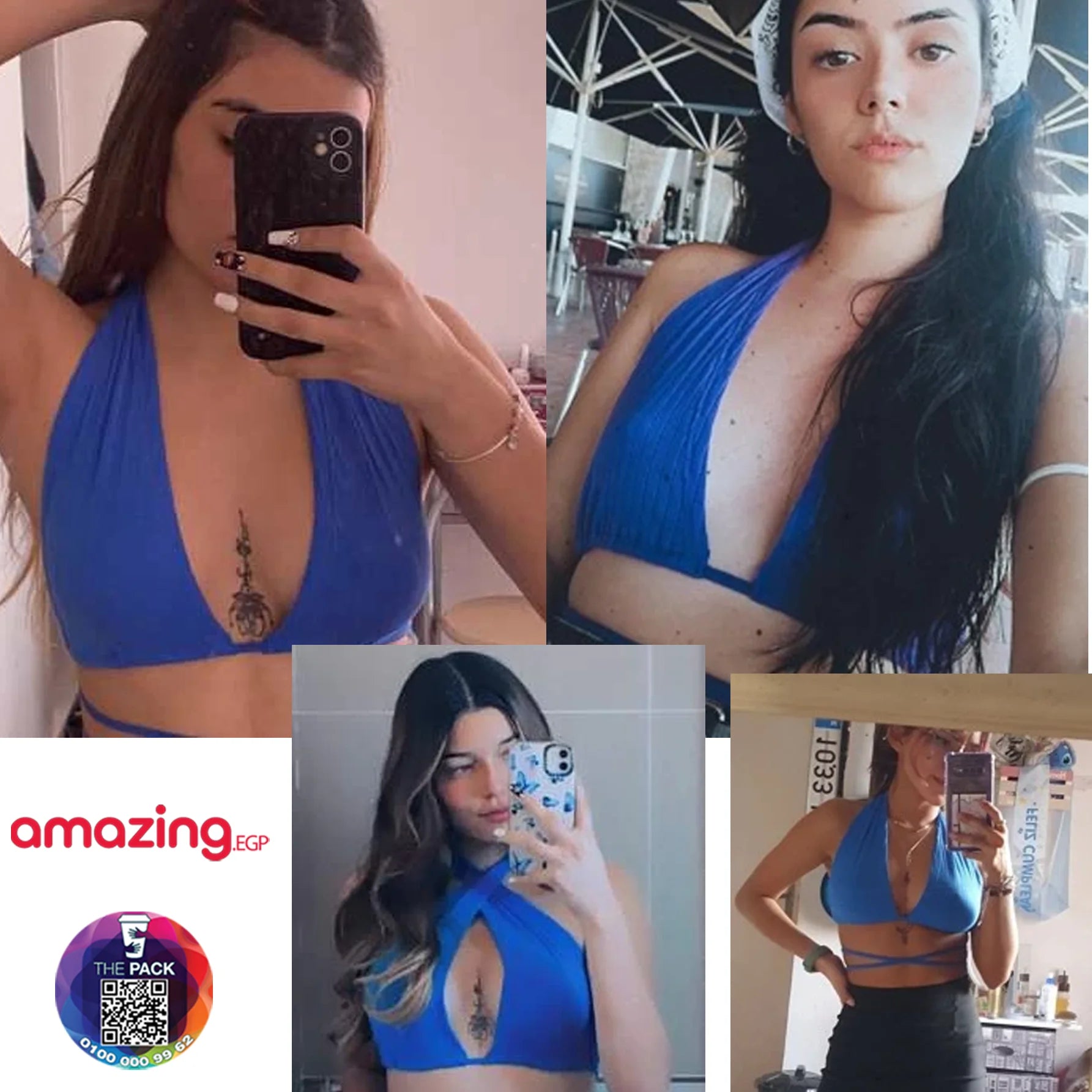 لباس علوي برسن مكشوف الظهر بربطة باربطة متقاطعة بياقة مغرق | النساء توب لباس علوي للبنات مايو | amazingEGP