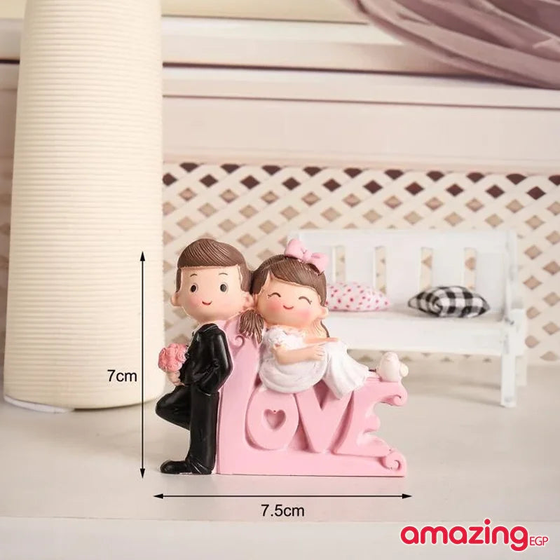 زوجين دمية الحرف زوجين عاشق دمية التماثيل مصغرة الفن الحرف ديكور المنزل لحديقة خرافية دمية ديكور المناظر الطبيعية الصغيرة بوليريسين | تمثال تمثال حب تمثال مكتب زوجين هدايا هدية | amazingEGP