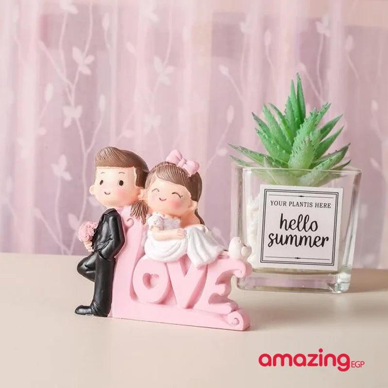 زوجين دمية الحرف زوجين عاشق دمية التماثيل مصغرة الفن الحرف ديكور المنزل لحديقة خرافية دمية ديكور المناظر الطبيعية الصغيرة بوليريسين | تمثال تمثال حب تمثال مكتب زوجين هدايا هدية | amazingEGP