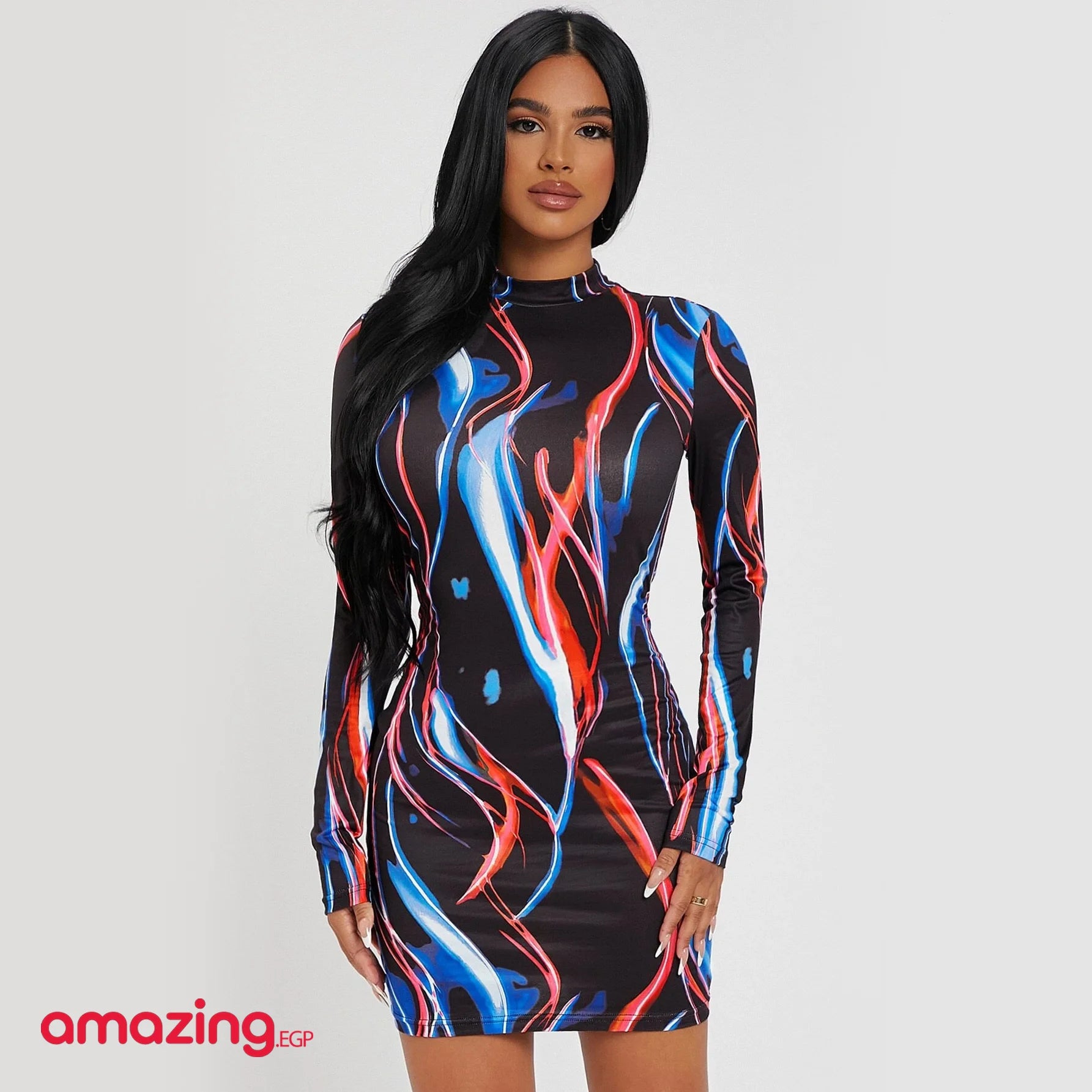 فستان ضيق ياقة دائري | النساء توب ضيق فستان لباس علوي للبنات مايو | amazingEGP