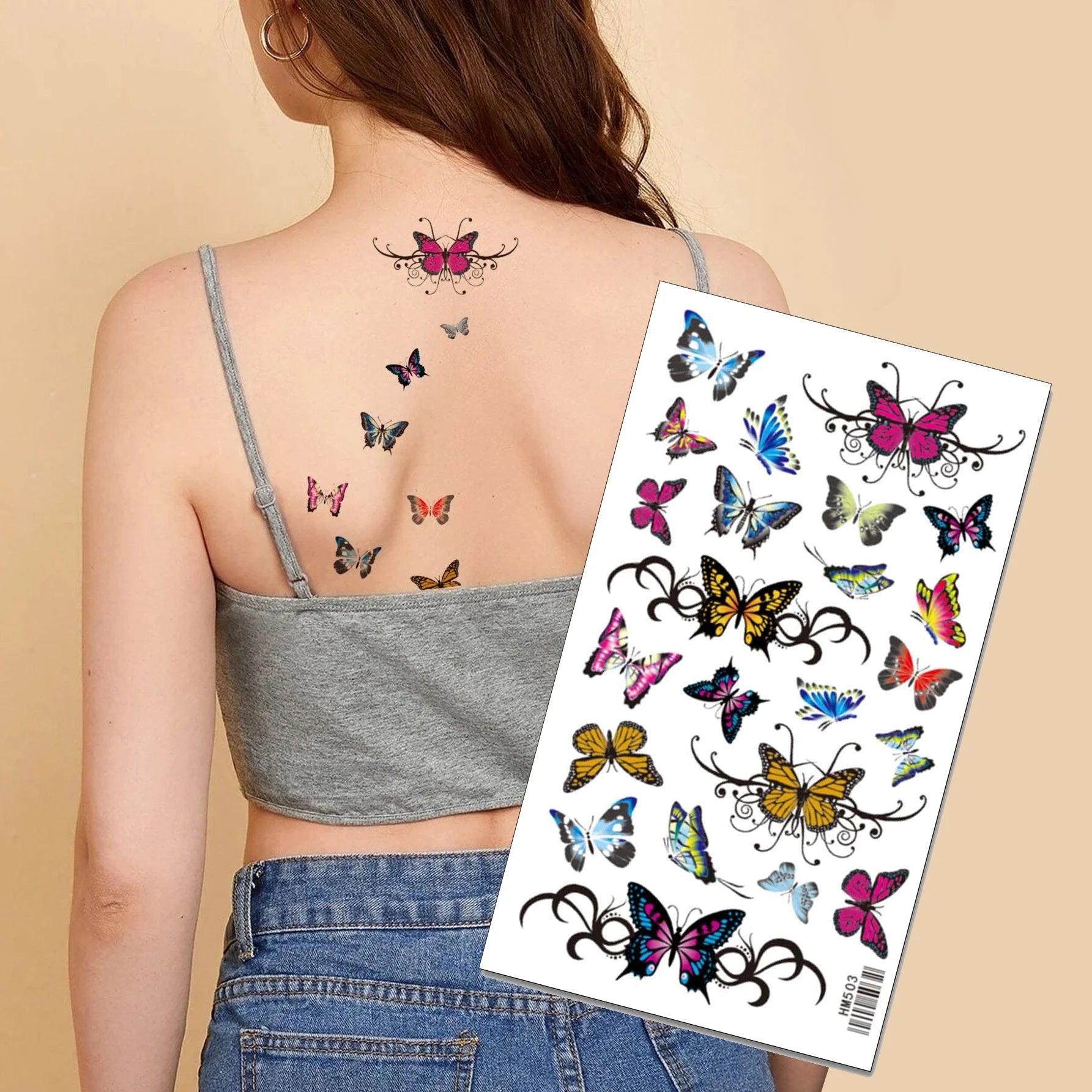 ملصق وشم نمط فراشات وشم يمكن التخلص منه للنساء ملصقات الوشم بالغ حقيقي ملصق وشم فراشة للنساء و بنات لمستلزمات الحفلات للنساء والاطفال فراشات | تاتو مؤقت تاتوة مضيئ تاتوه تاتوه_للجسم ملصق وشم وشم وشم مضيئ | amazingEGP