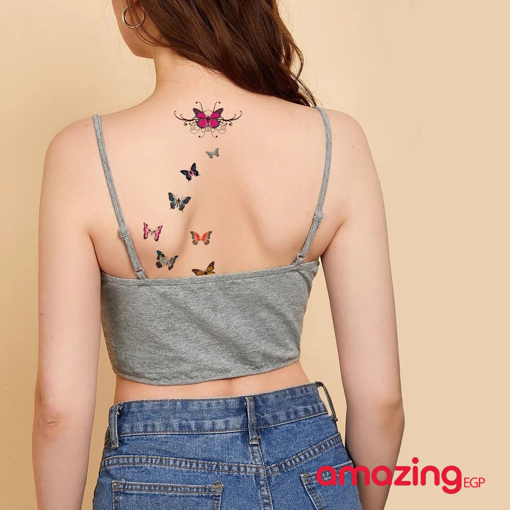 ملصق وشم نمط فراشات وشم يمكن التخلص منه للنساء ملصقات الوشم بالغ حقيقي ملصق وشم فراشة للنساء و بنات لمستلزمات الحفلات للنساء والاطفال فراشات | تاتو مؤقت تاتوة مضيئ تاتوه تاتوه_للجسم ملصق وشم وشم وشم مضيئ | amazingEGP