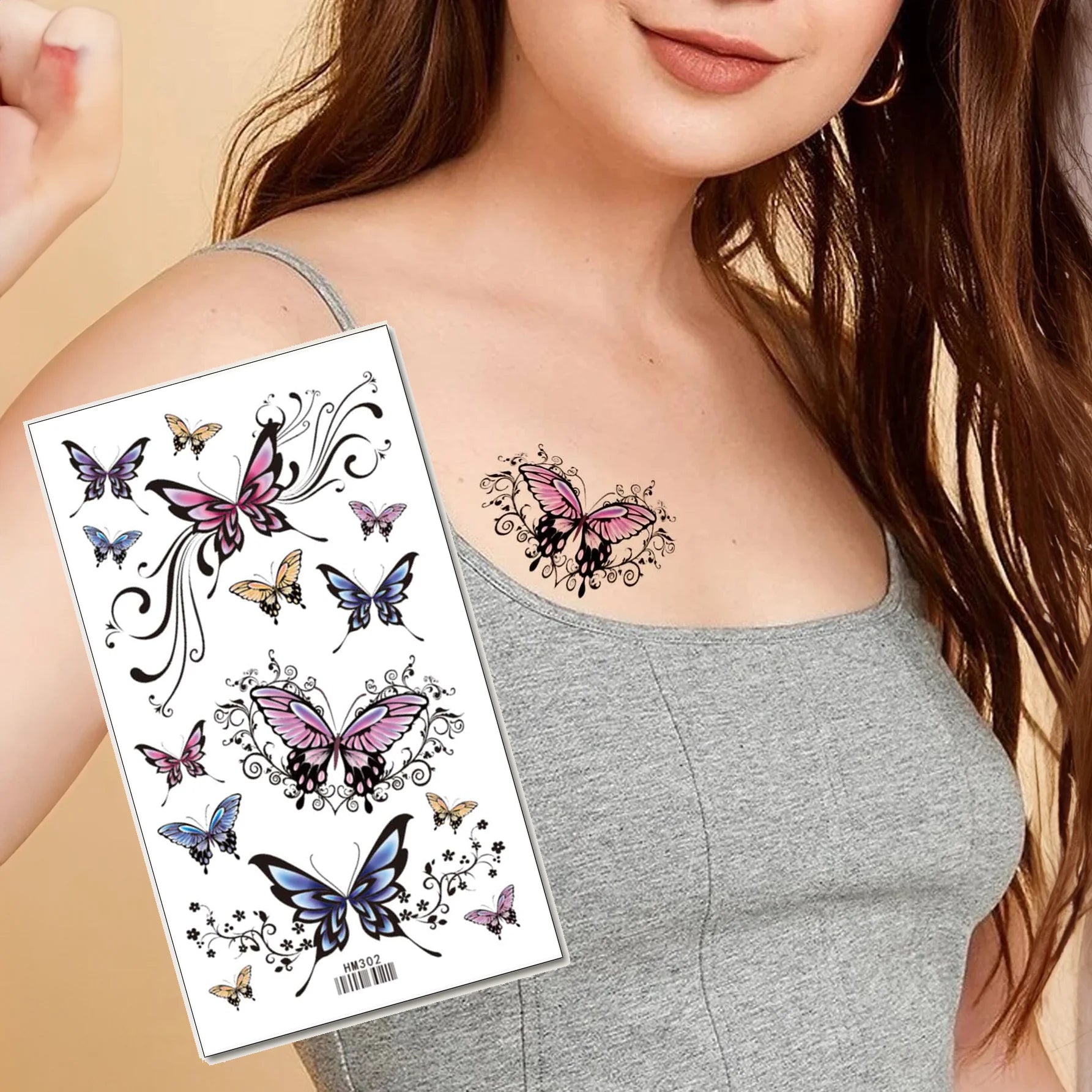ملصق وشم نمط فراشات وشم يمكن التخلص منه للنساء ملصقات الوشم بالغ حقيقي ملصق وشم فراشة للنساء و بنات لمستلزمات الحفلات للنساء والاطفال فراشات | تاتو مؤقت تاتوة مضيئ تاتوه تاتوه_للجسم ملصق وشم وشم وشم مضيئ | amazingEGP