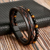 سوار مطرز متعدد الطبقات مضفور جلد صناعي للرجال سوار للجنسين إسورة مضفرةمن الاحجار الكريمة الطبيعية من احجار كريمة فاخر للرجال والنساء منسوجة زخرفة اليدوية | اساور اسد اسورة اكسسوارات الرجال حظاظة سوار | amazingEGP