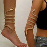 خلخال سوار كاحل معدني ملفوف بالثعبانمرنة قابلة للثني الأفعى قلادة تويست مجوهرات التفاف الإسورة خاتم الأفعى الأقراط معدن للنساء والمراهقات - ثعبان ذهبي | اساور كاحل اسورة ثعبان خلخال خلخال للقدم خلخال مضئ رقص لولى نجمة | amazingEGP