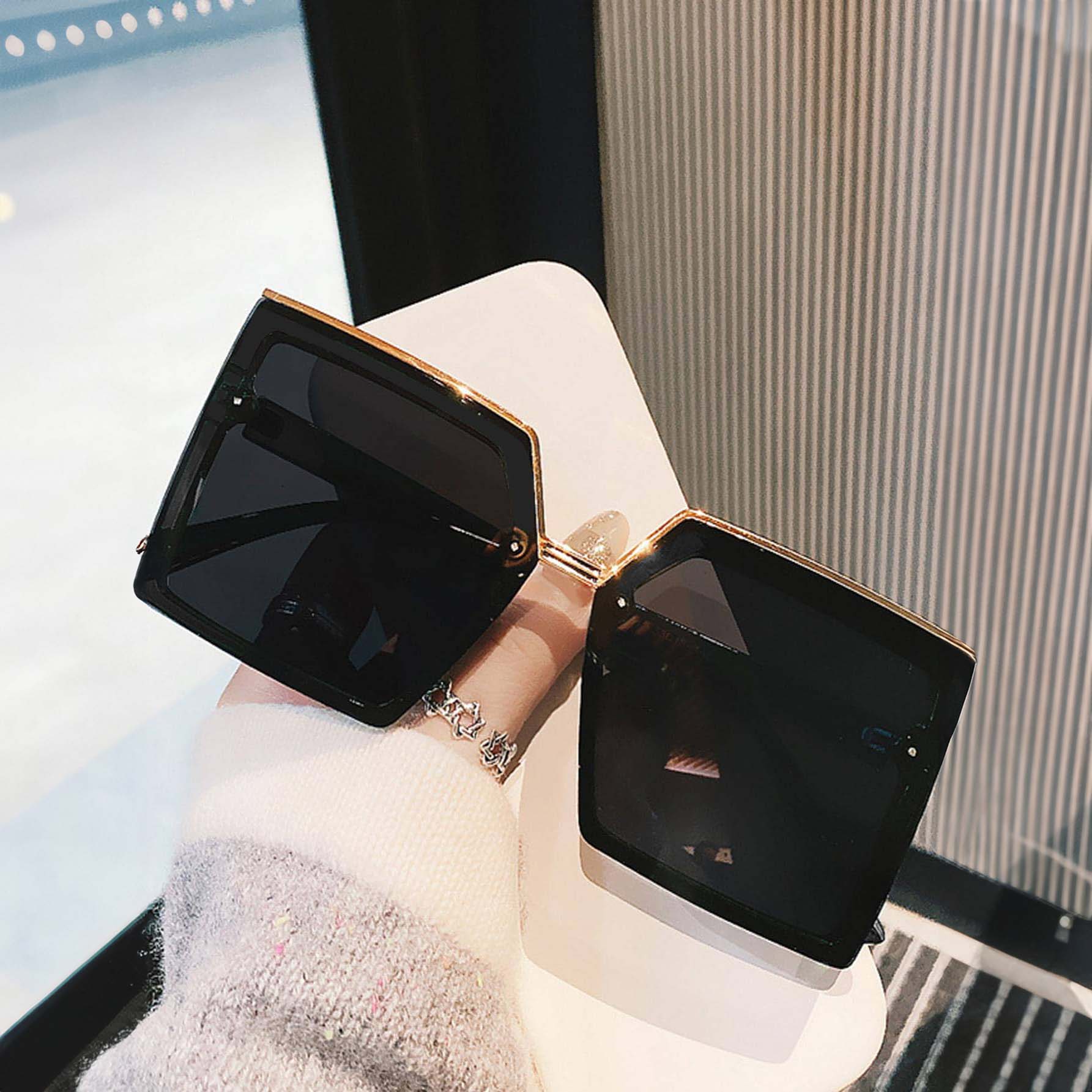 النظارات الشمسية الكبيرة غير متناظرة غير مؤطرة للموضة، تمنح مظهر نحيل ولوك شاطئي للمرأة، إكسسوارات أنيقة للشاطئ للنساء، مناسبة لحفلات اليخت وحفلات