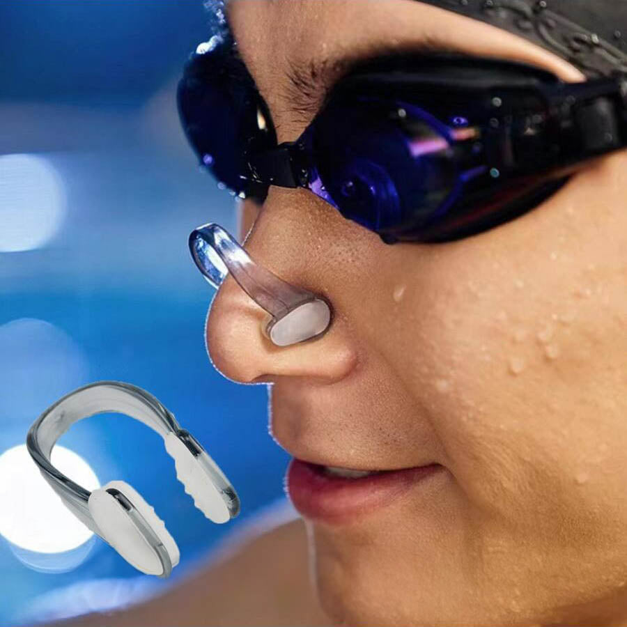 مشابك أنف لغلق الانف عند السباحة المقاومة للماء المصنوعة من السيليكون للبالغين، أدوات السباحة والرياضات المائية، مريحة، غير قابلة للانزلاق ومانعة للإحتقان