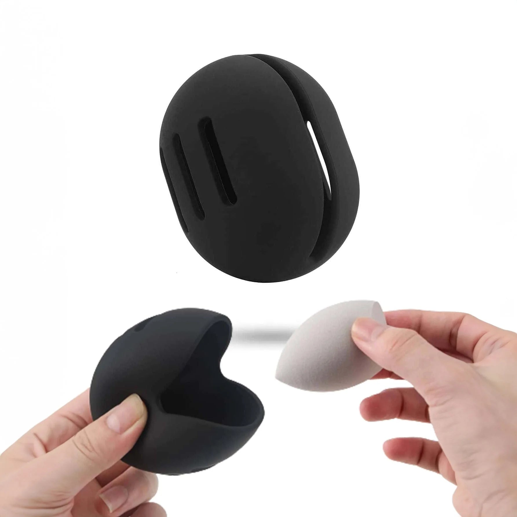 حامل اسفنجة مكياج حامل مستحضرات التجميل من السيليكون ذو فتحات تهوية على الوجهين للسفر شنطة سفر لاسفنجة المكياج مضادة للكسر لجميع الاسفنجات الصحية سهلة الحمل - أسود | احمر احمر الخدود اسفنجة اسفنجة مكياج الخدود سيليكون فرشاة فرشاة بودرة فرشاة مكياج مستحضر