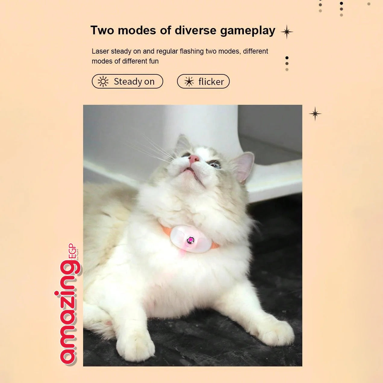 لعبة قط ذكية بطوق ليزر متتبع ترفيه ذاتي بدون استخدام اليدين لتخفيف توتر القطط وتحفيز نشاطها الذهني والجسدي آمنة ومريحة لكل الأحجام | الحيوانات الاليفة لعبة بدون تدخل يدوي لتخفيف توتر القطط لعبة تحفيز ونشاط لكل أحجام القطط لعبة ترفيه ذاتي للقطط لعبة قطط ب