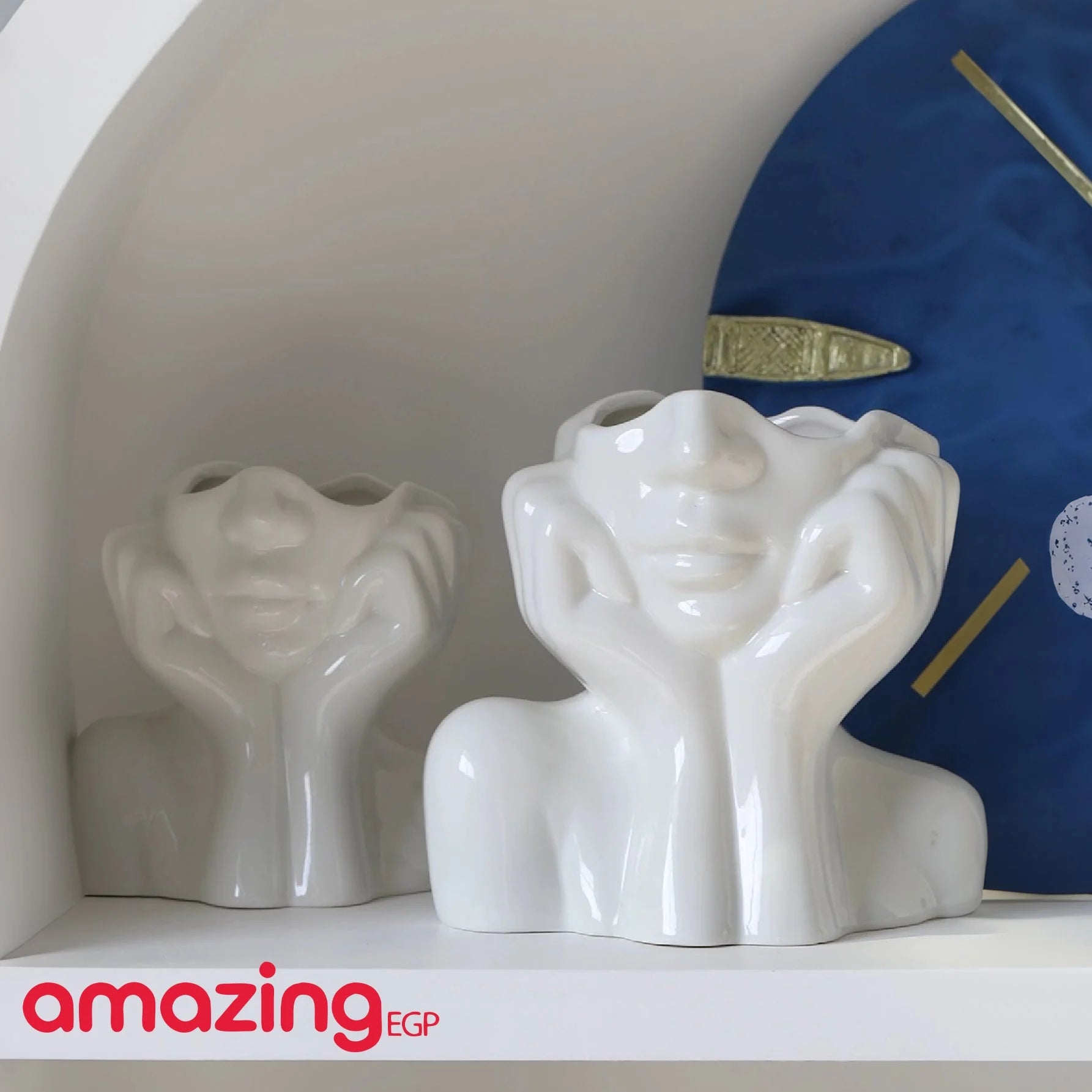 مزهرية وجه سيراميك بيضاء مزهرية نصف جسم على شكل رأس أنثى مزهرية بوهو نسوية بسيطة مزهرية زهور عصرية على الطراز الاسكندنافي للمنزل وغرفة المعيشة والمكتب وديكور رف الكتب ابيض | امراه تمثال تمثال مكتب ديكور ديكور_مكتب ديكور_منزل نصف راس | amazingEGP