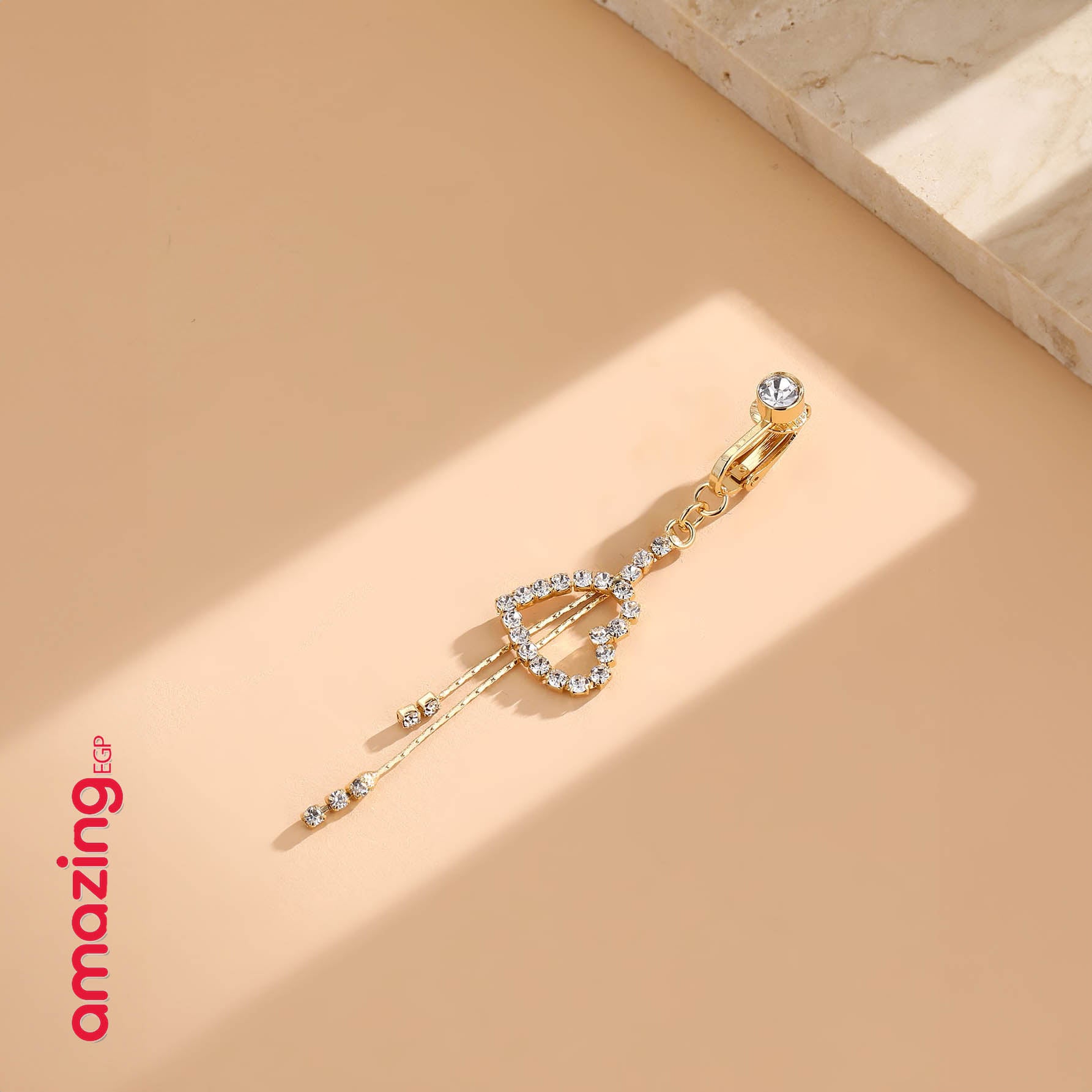 خاتم السرة من الفولاذ المقاوم للصدأ خاتم الموضة شكل القلب مكعب زركونيا غير خارقة سرة البطن للنساء ، مجوهرات ثقب البطن الكلاسيكية للارتداء اليومي | قطعة واحدة | ذهبي